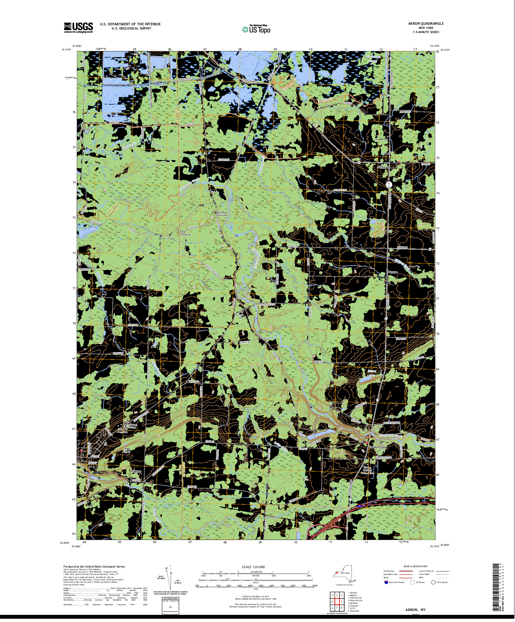 US TOPO 7.5-MINUTE MAP FOR AKRON, NY