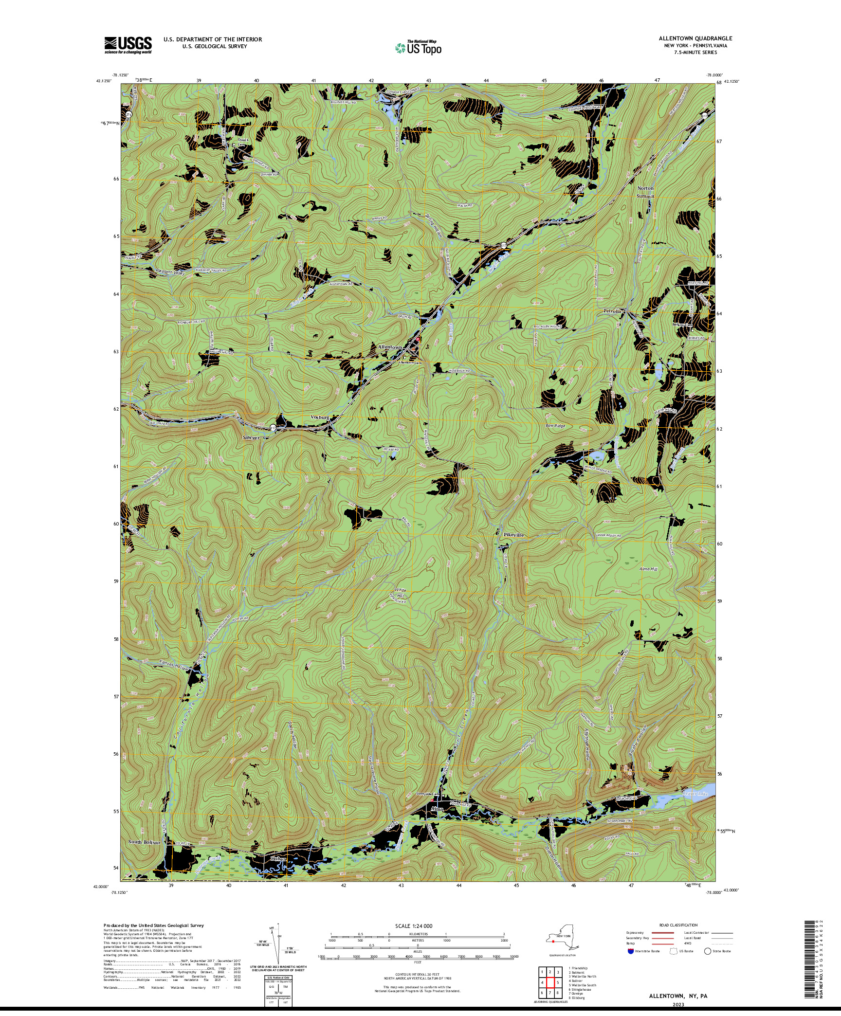 US TOPO 7.5-MINUTE MAP FOR ALLENTOWN, NY,PA