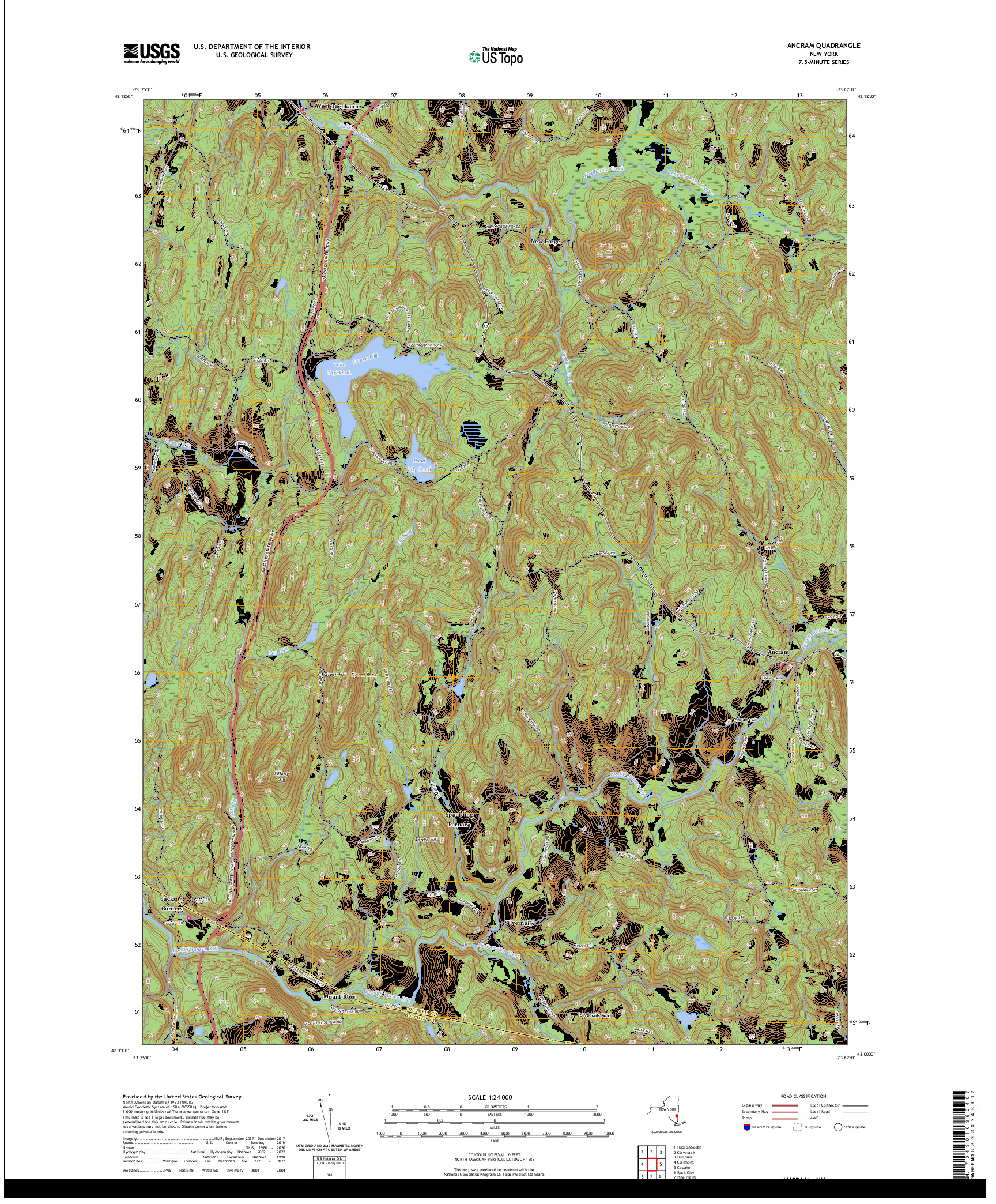 US TOPO 7.5-MINUTE MAP FOR ANCRAM, NY