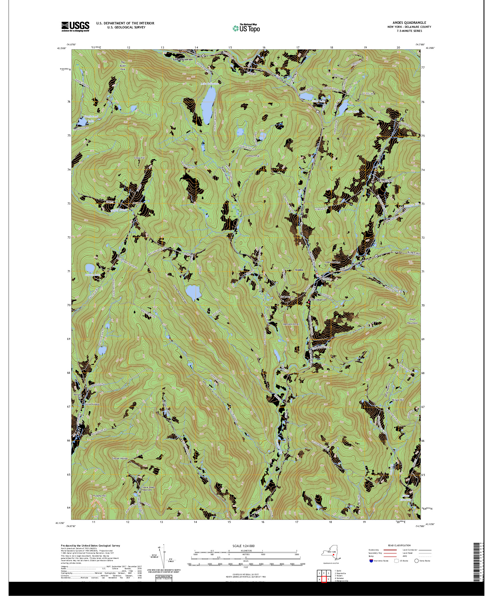 US TOPO 7.5-MINUTE MAP FOR ANDES, NY