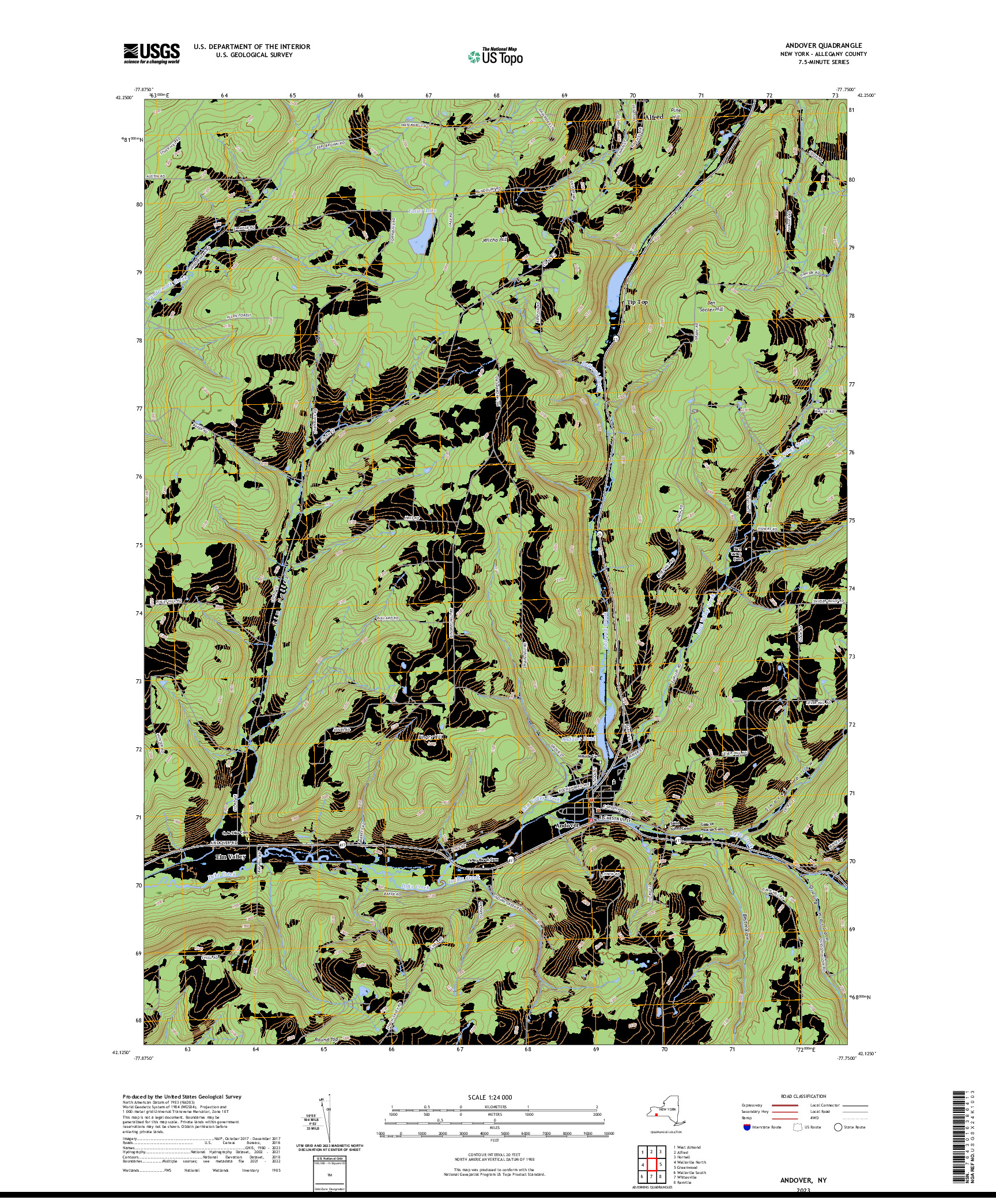 US TOPO 7.5-MINUTE MAP FOR ANDOVER, NY