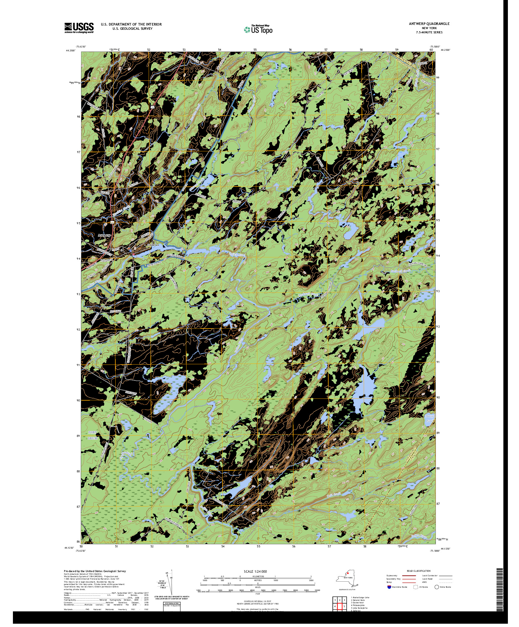 US TOPO 7.5-MINUTE MAP FOR ANTWERP, NY