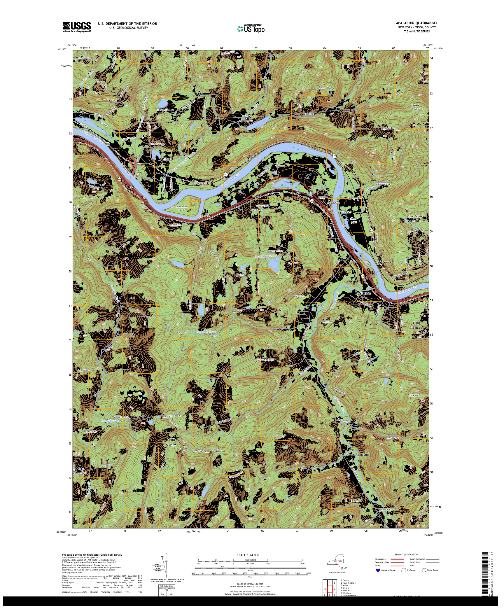 US TOPO 7.5-MINUTE MAP FOR APALACHIN, NY