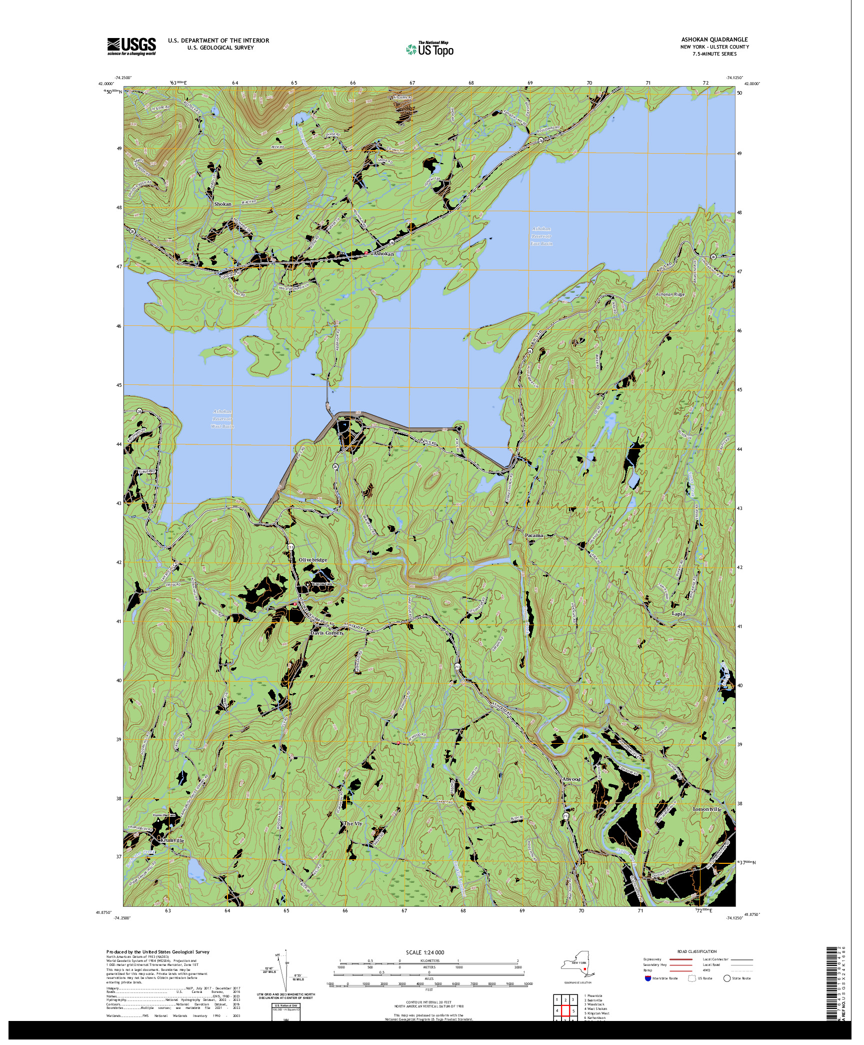 US TOPO 7.5-MINUTE MAP FOR ASHOKAN, NY