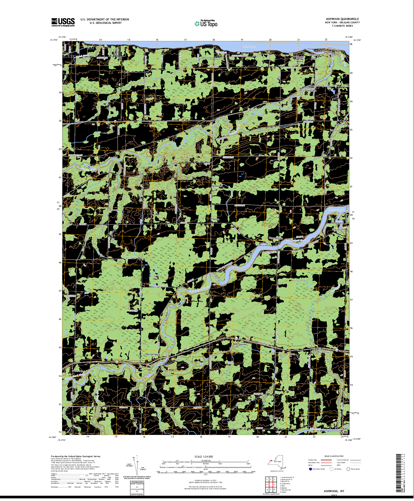 US TOPO 7.5-MINUTE MAP FOR ASHWOOD, NY