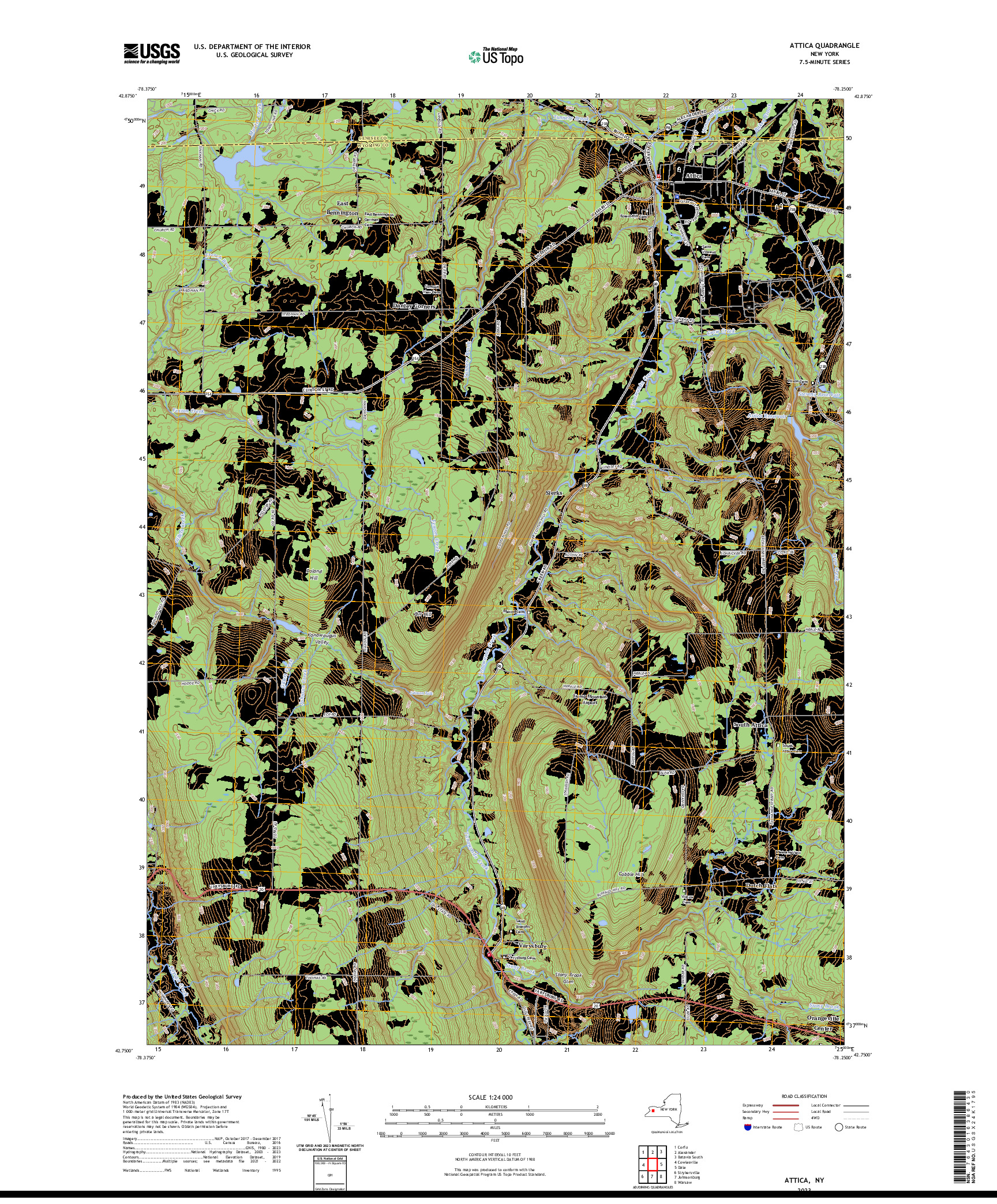 US TOPO 7.5-MINUTE MAP FOR ATTICA, NY