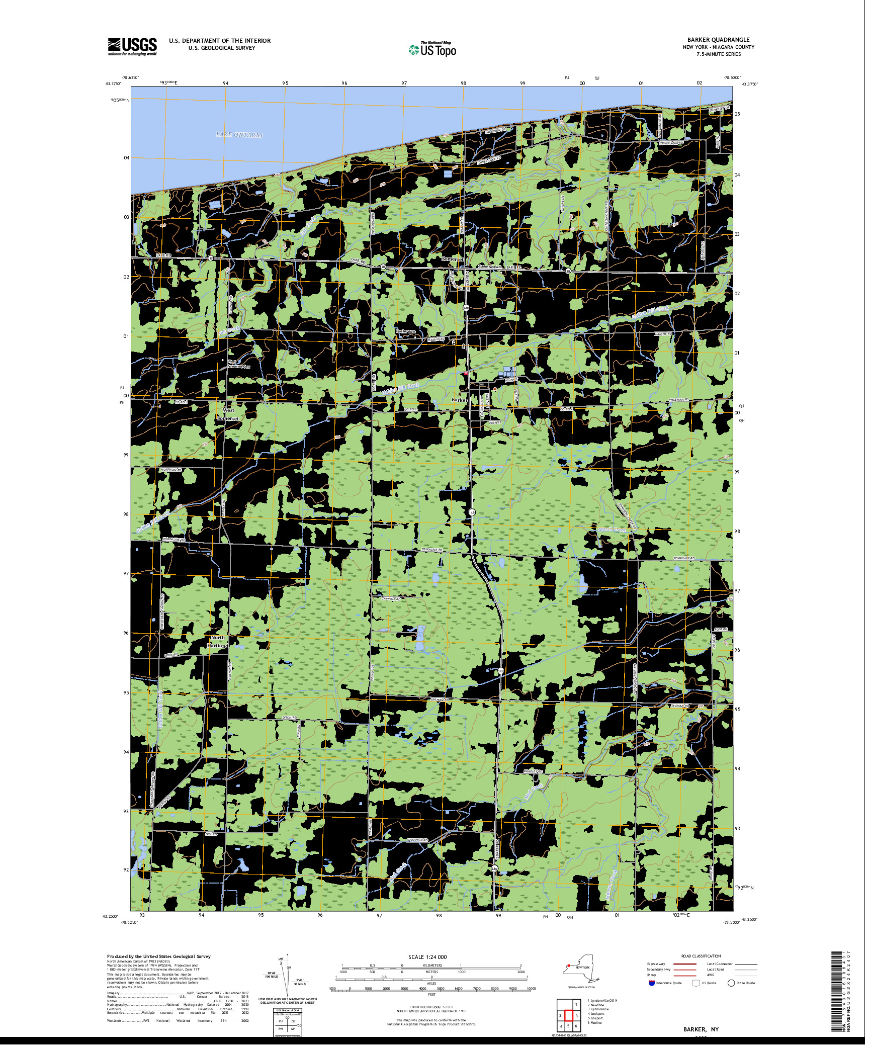 US TOPO 7.5-MINUTE MAP FOR BARKER, NY