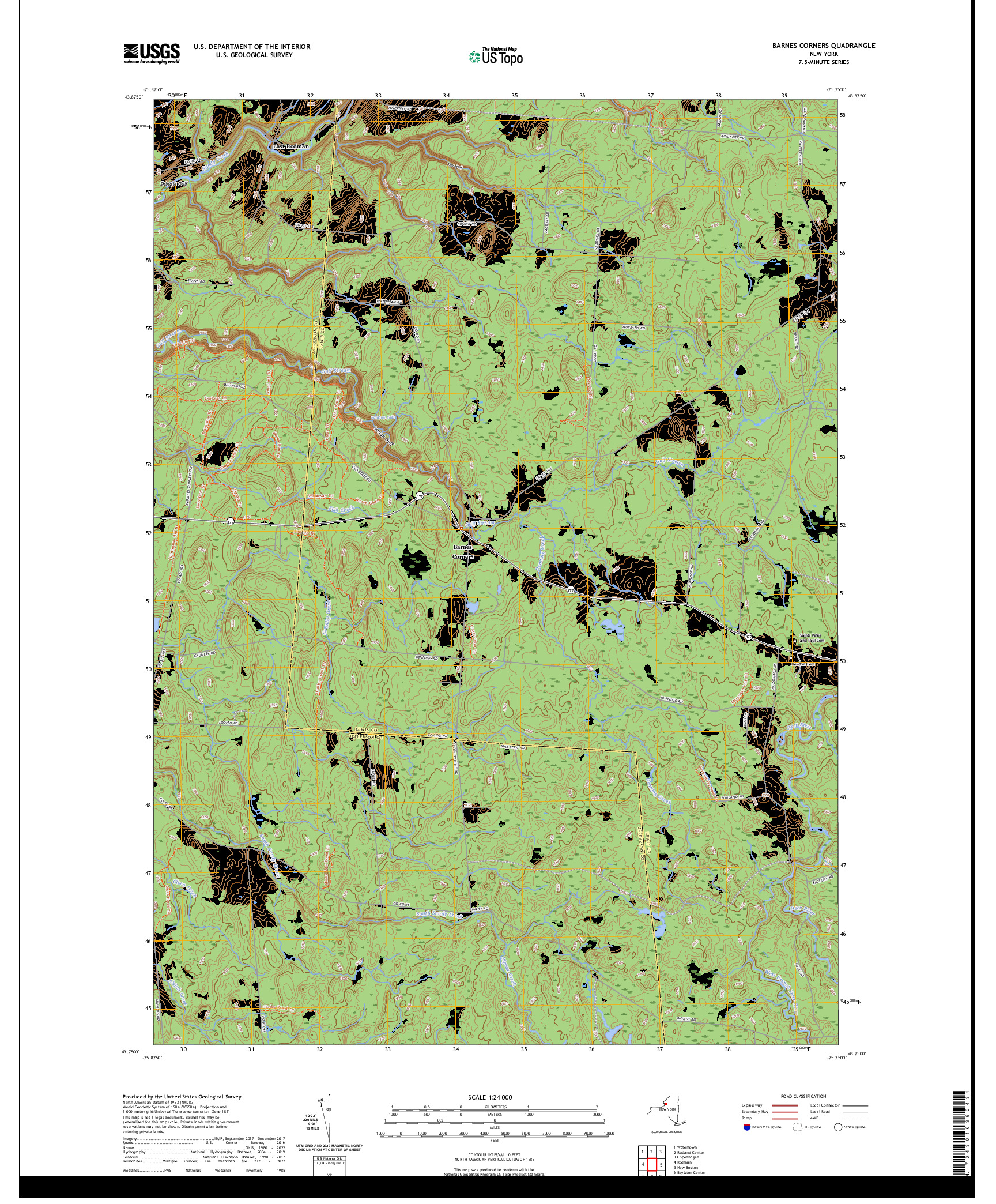 US TOPO 7.5-MINUTE MAP FOR BARNES CORNERS, NY