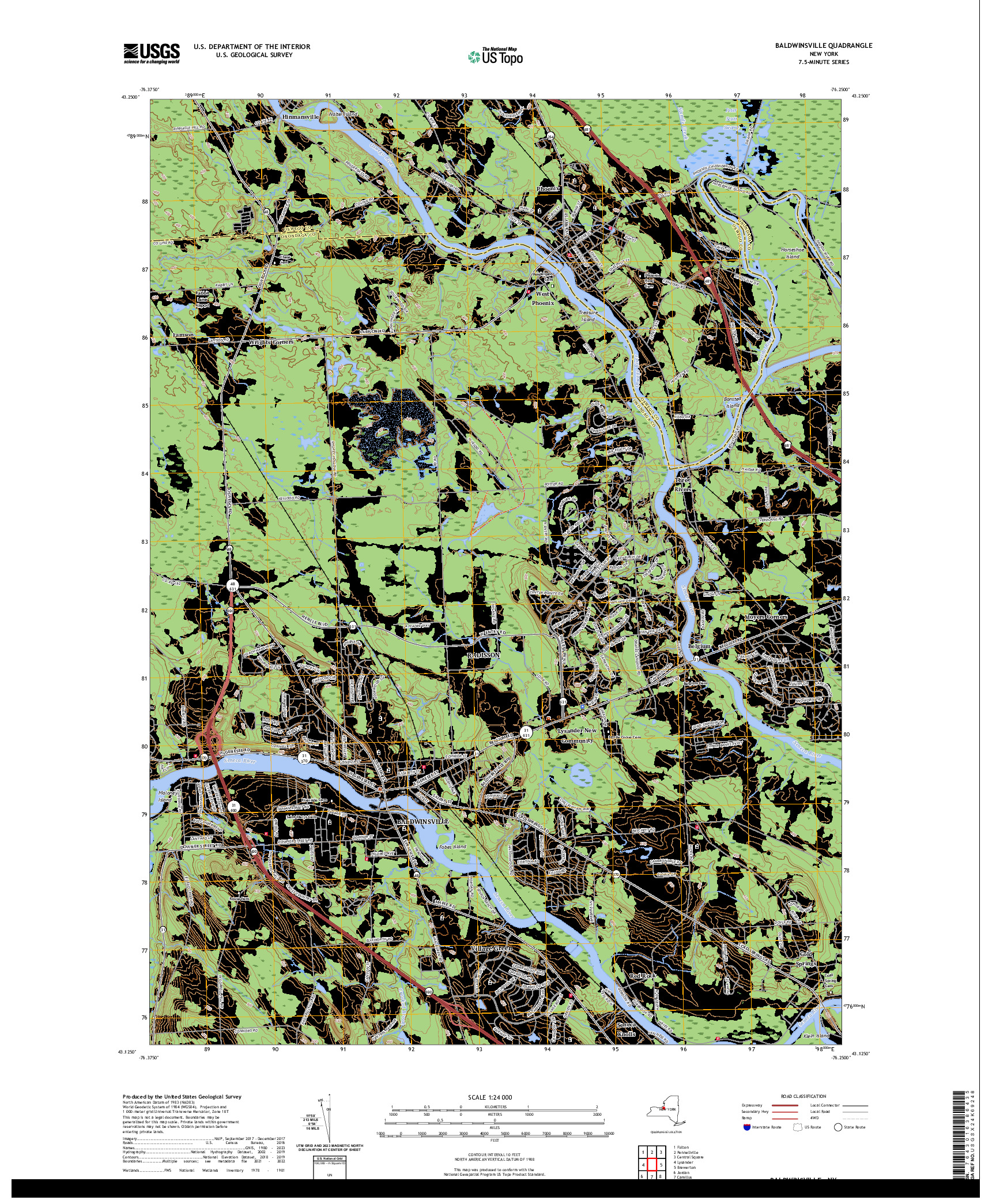 US TOPO 7.5-MINUTE MAP FOR BALDWINSVILLE, NY