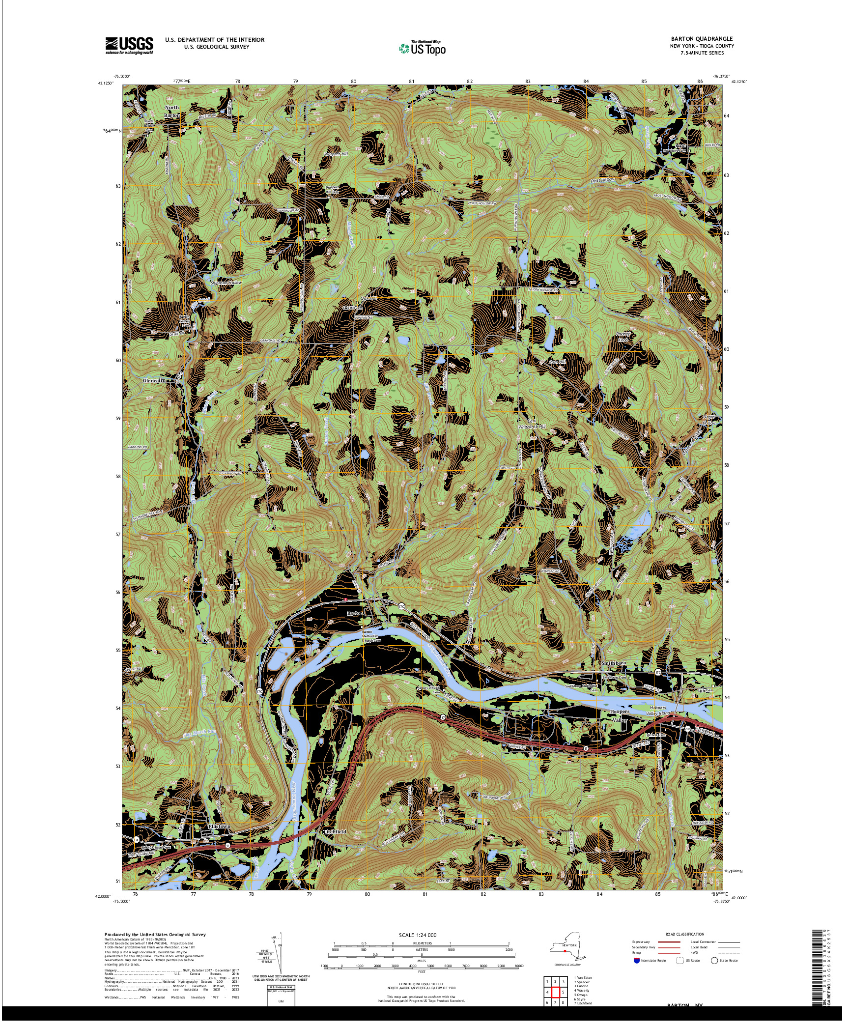 US TOPO 7.5-MINUTE MAP FOR BARTON, NY