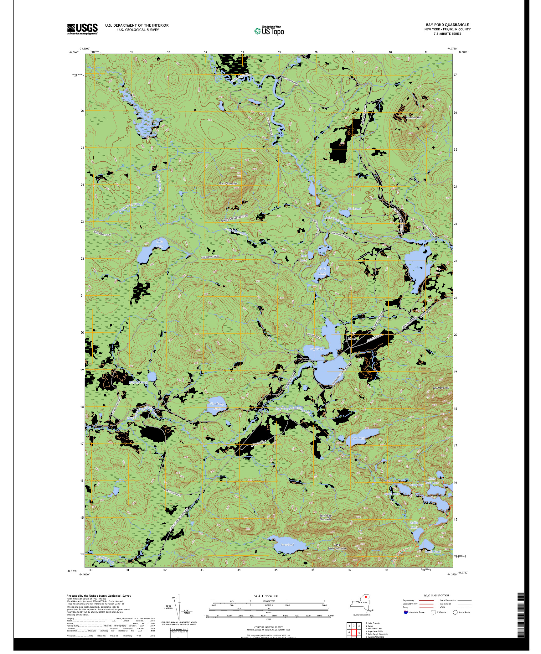 US TOPO 7.5-MINUTE MAP FOR BAY POND, NY