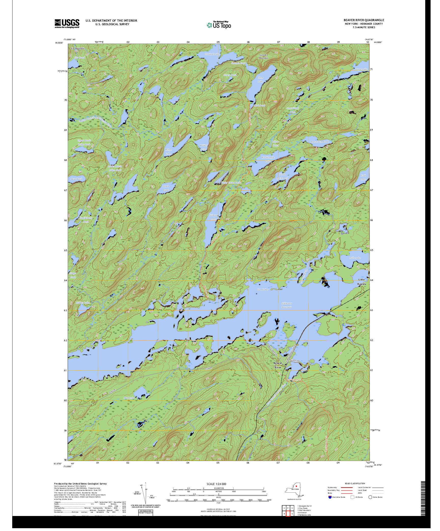 US TOPO 7.5-MINUTE MAP FOR BEAVER RIVER, NY