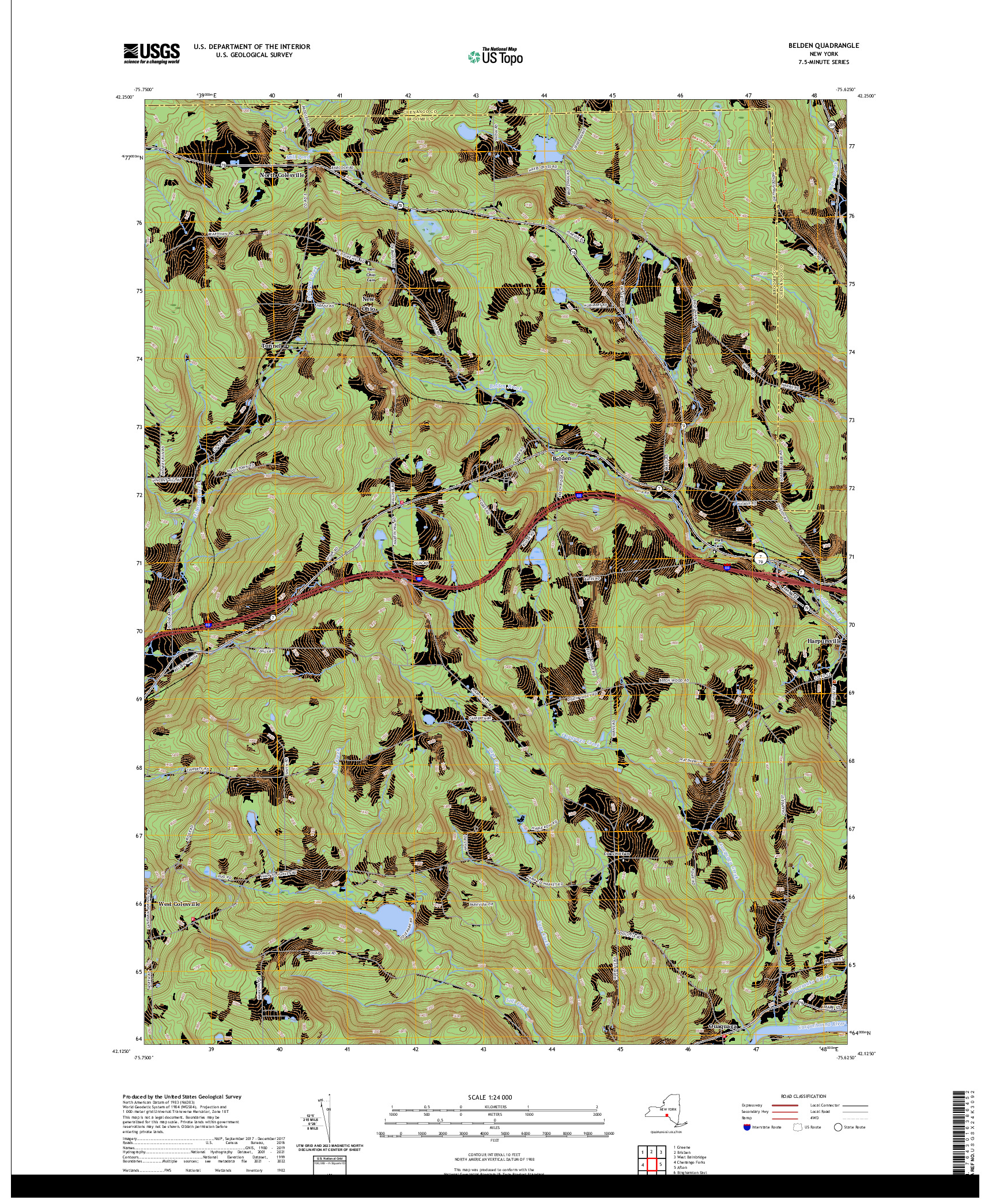 US TOPO 7.5-MINUTE MAP FOR BELDEN, NY