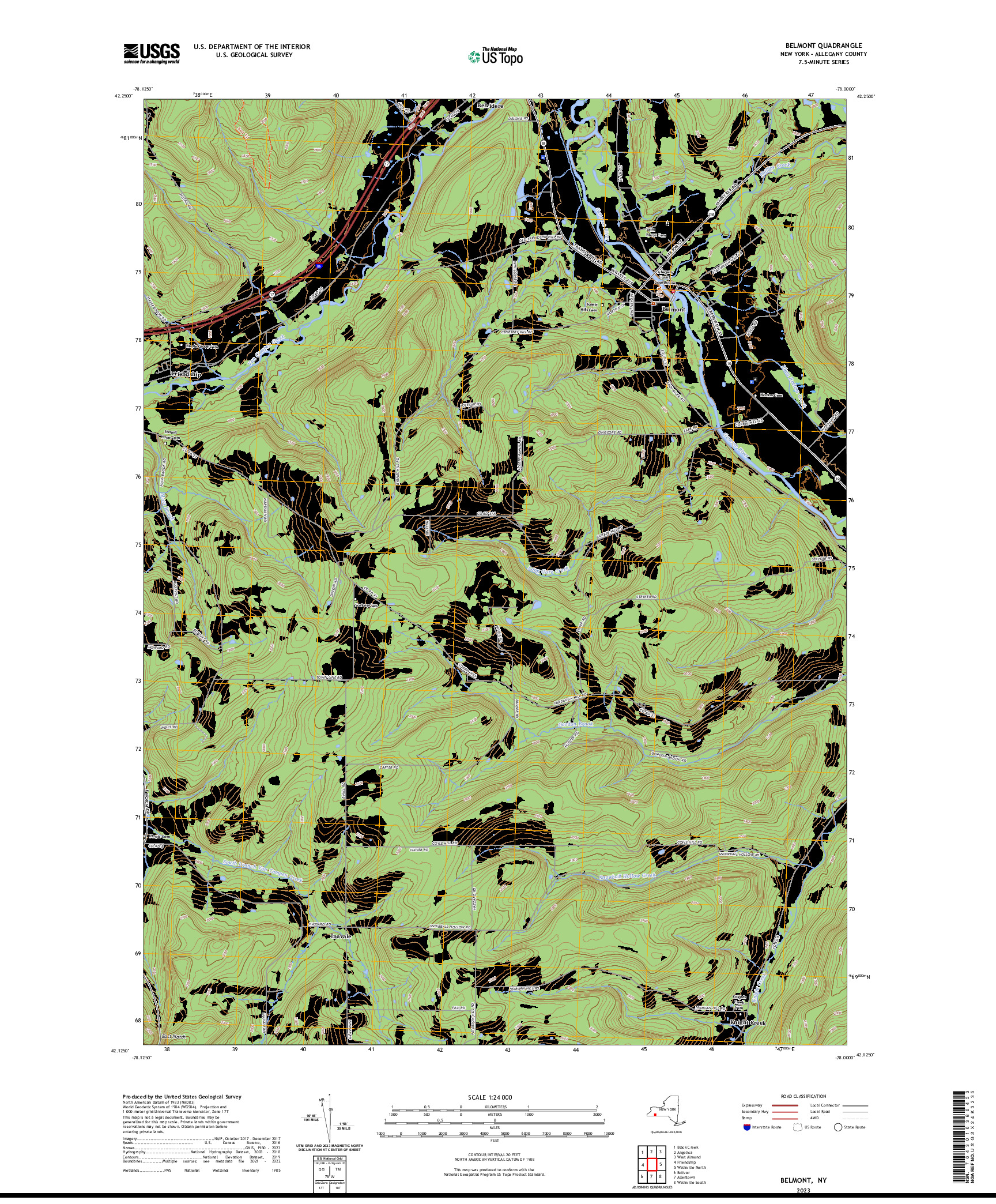 US TOPO 7.5-MINUTE MAP FOR BELMONT, NY