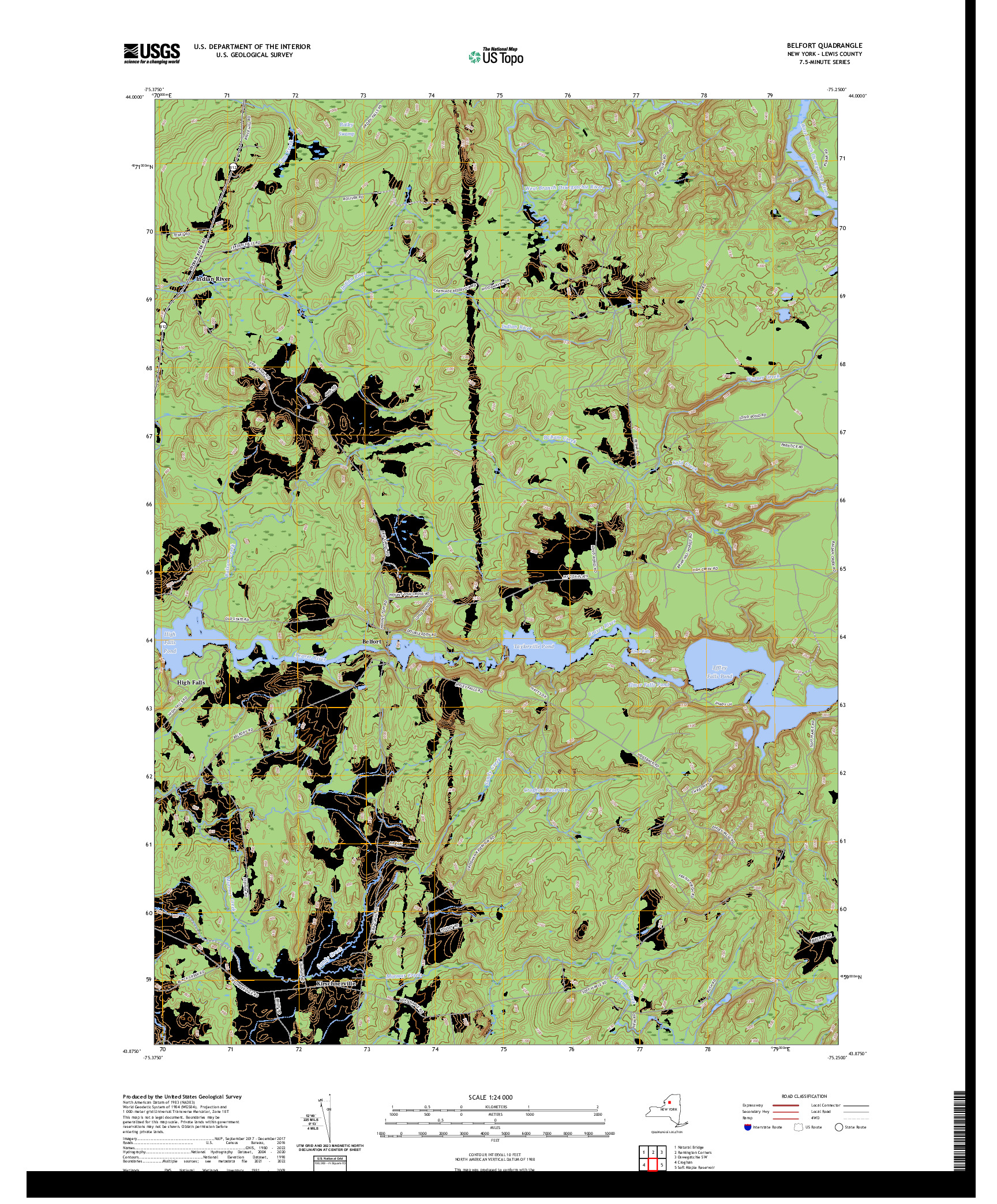 US TOPO 7.5-MINUTE MAP FOR BELFORT, NY