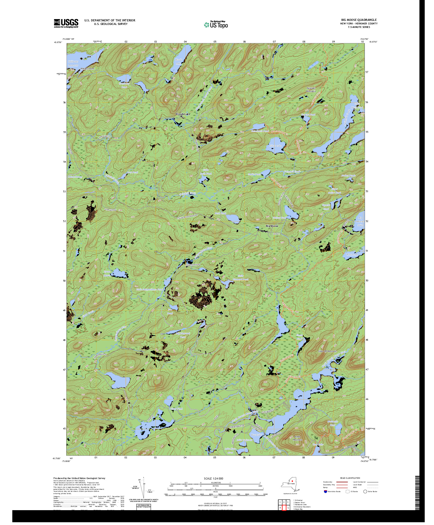 US TOPO 7.5-MINUTE MAP FOR BIG MOOSE, NY