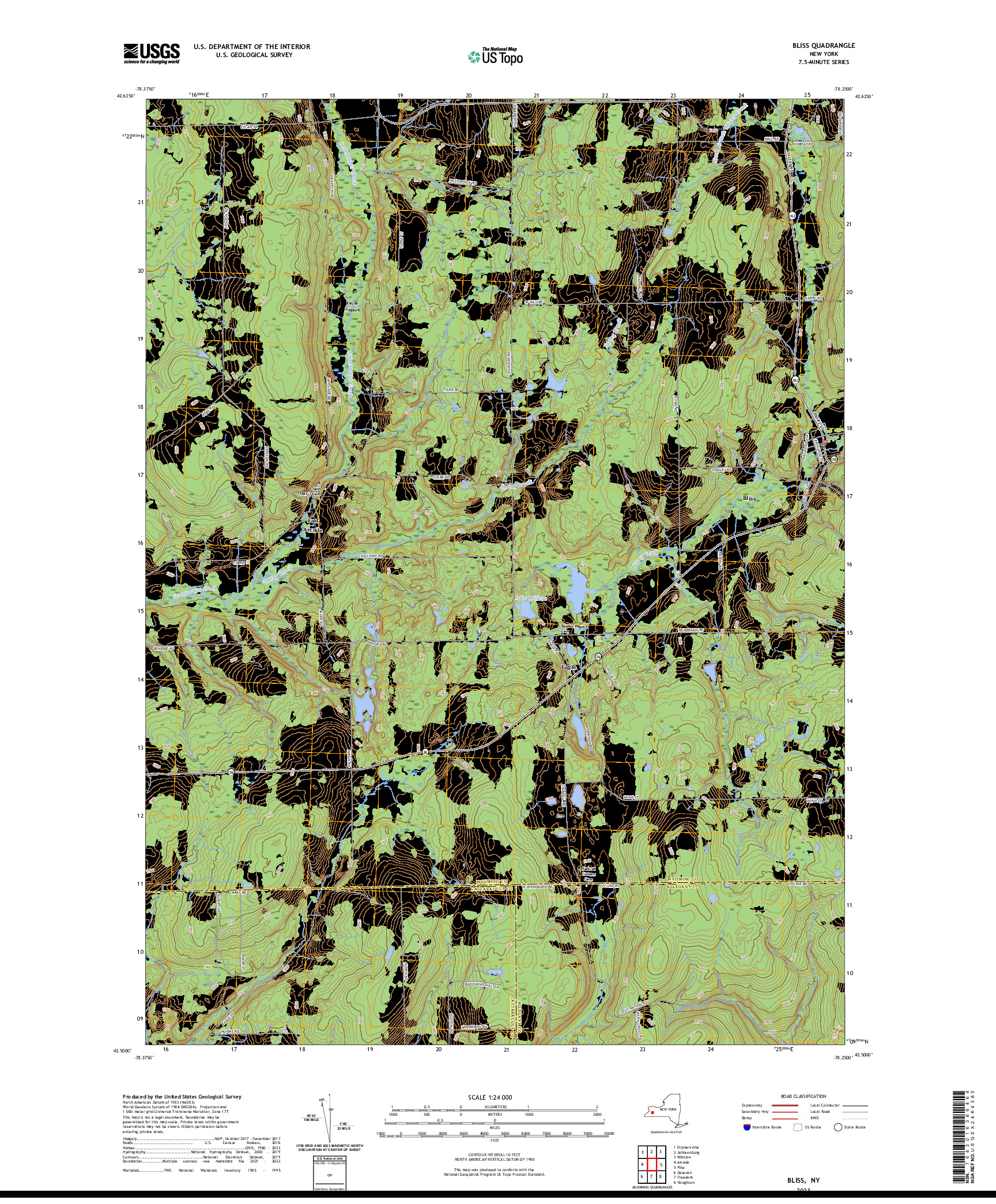 US TOPO 7.5-MINUTE MAP FOR BLISS, NY