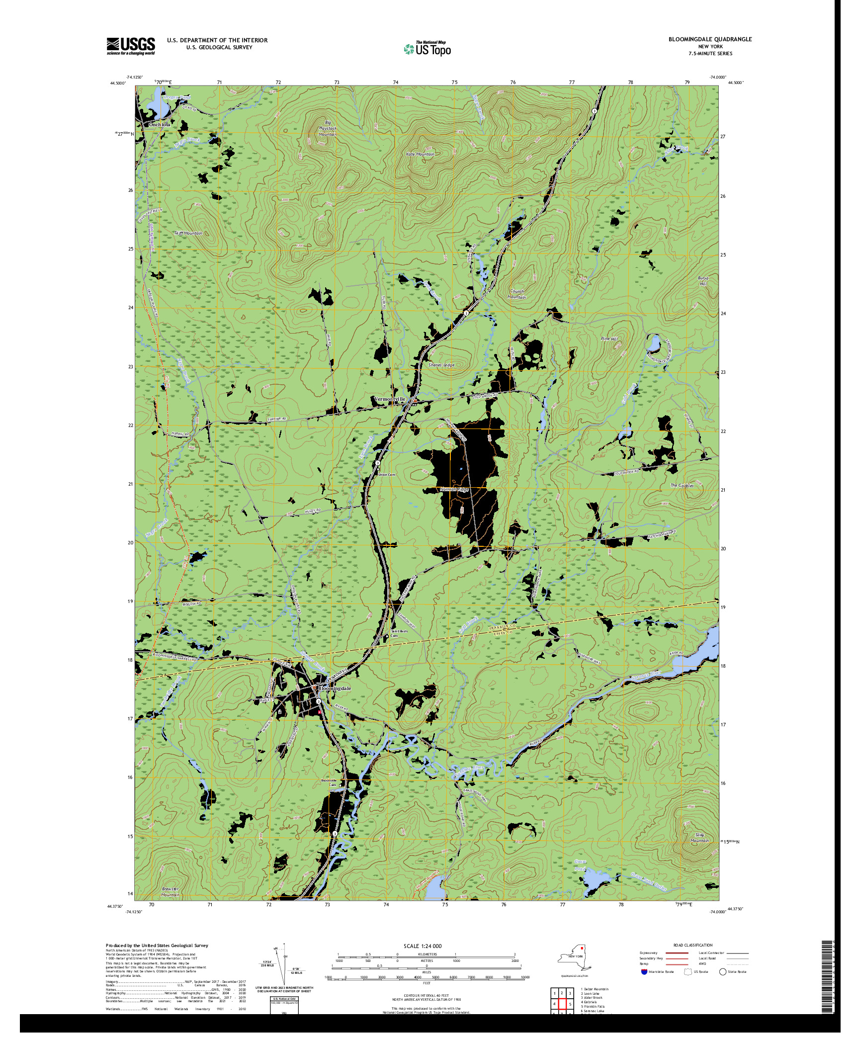 US TOPO 7.5-MINUTE MAP FOR BLOOMINGDALE, NY