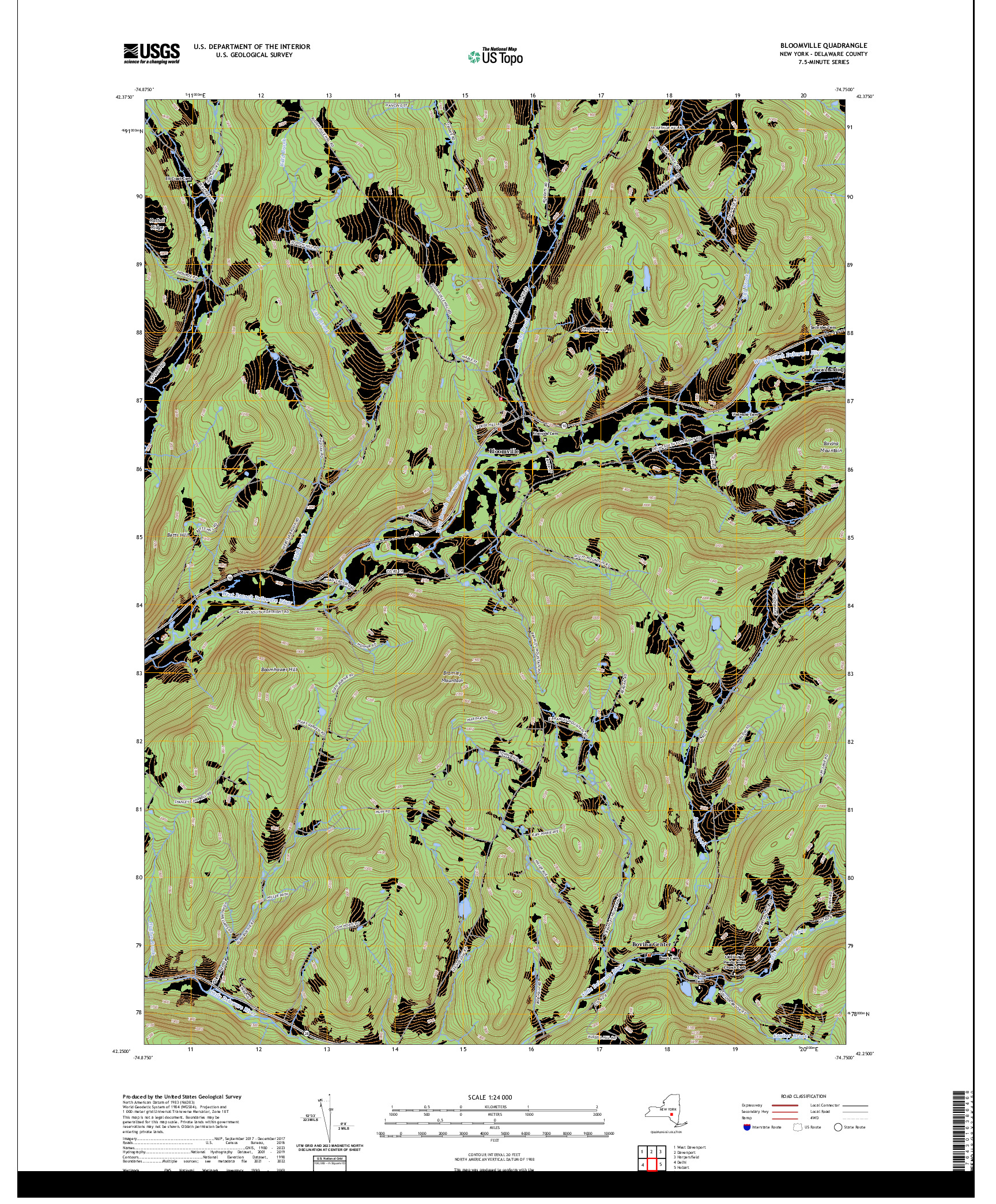 US TOPO 7.5-MINUTE MAP FOR BLOOMVILLE, NY