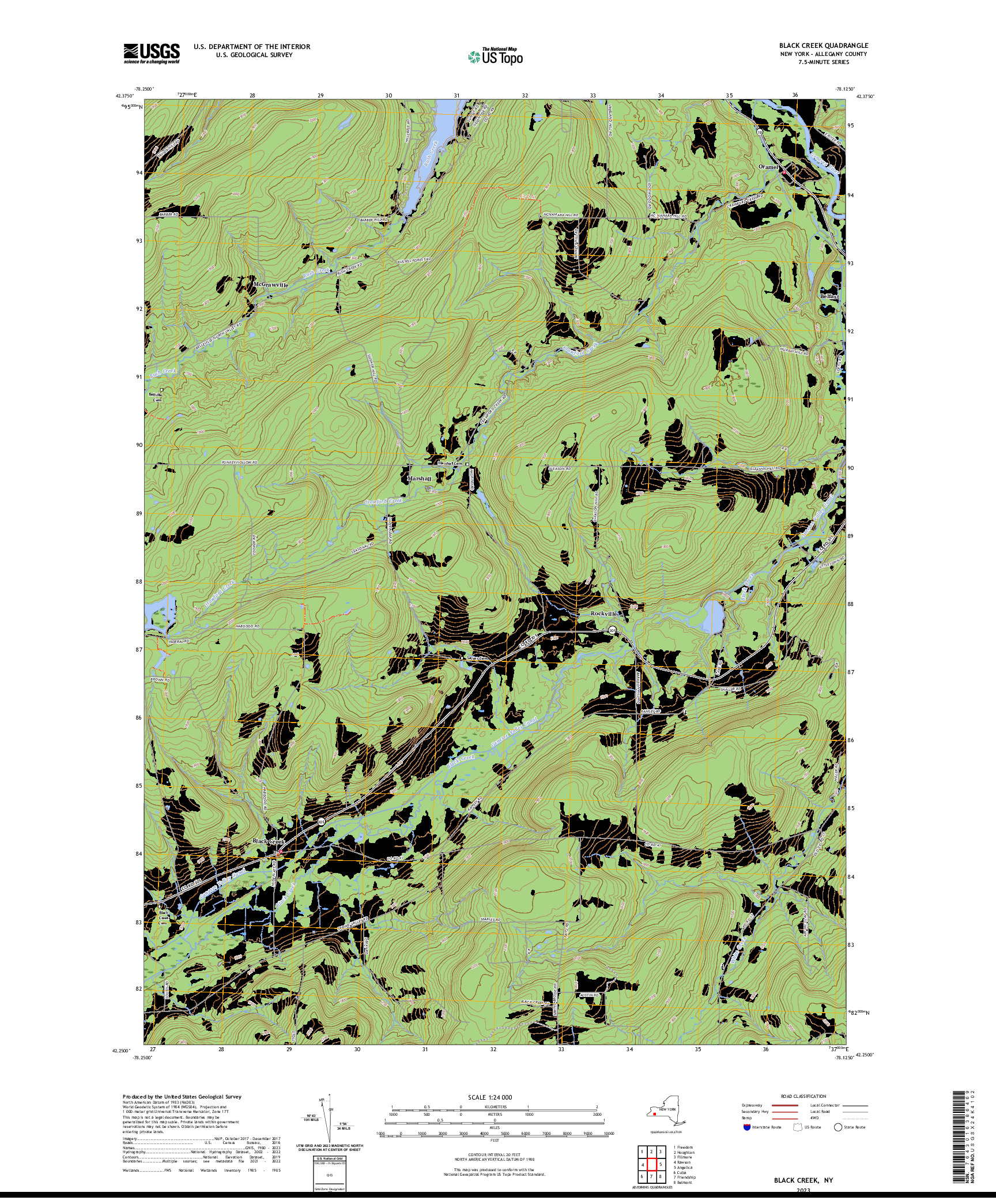 US TOPO 7.5-MINUTE MAP FOR BLACK CREEK, NY