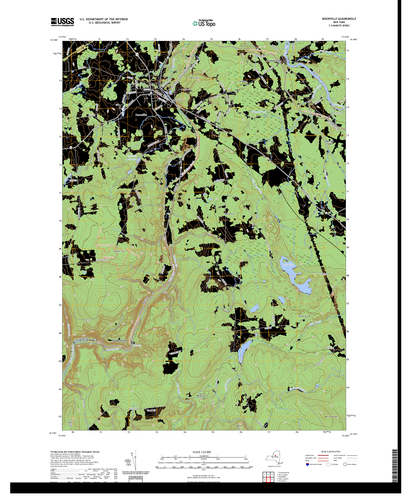 US TOPO 7.5-MINUTE MAP FOR BOONVILLE, NY