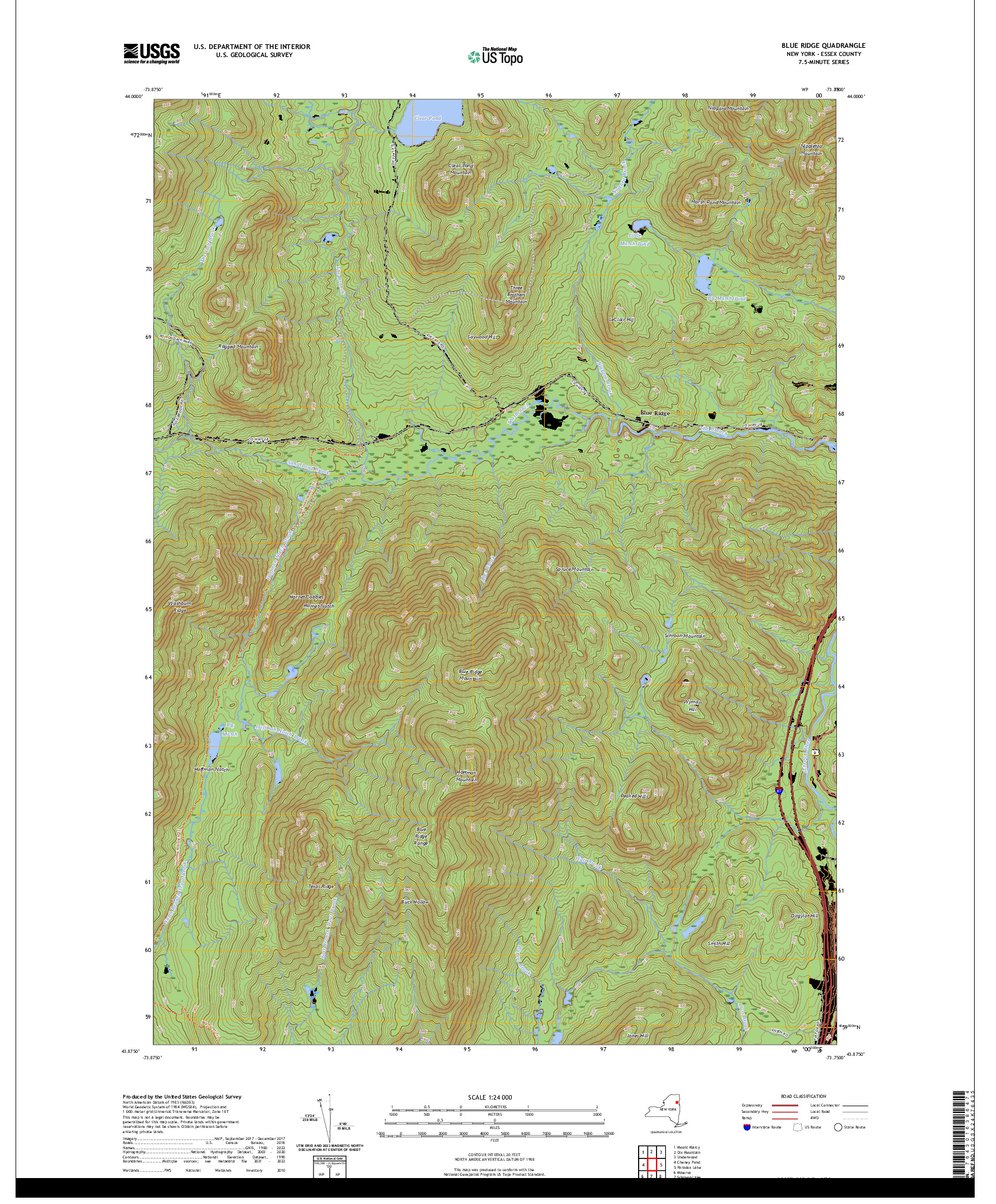 US TOPO 7.5-MINUTE MAP FOR BLUE RIDGE, NY