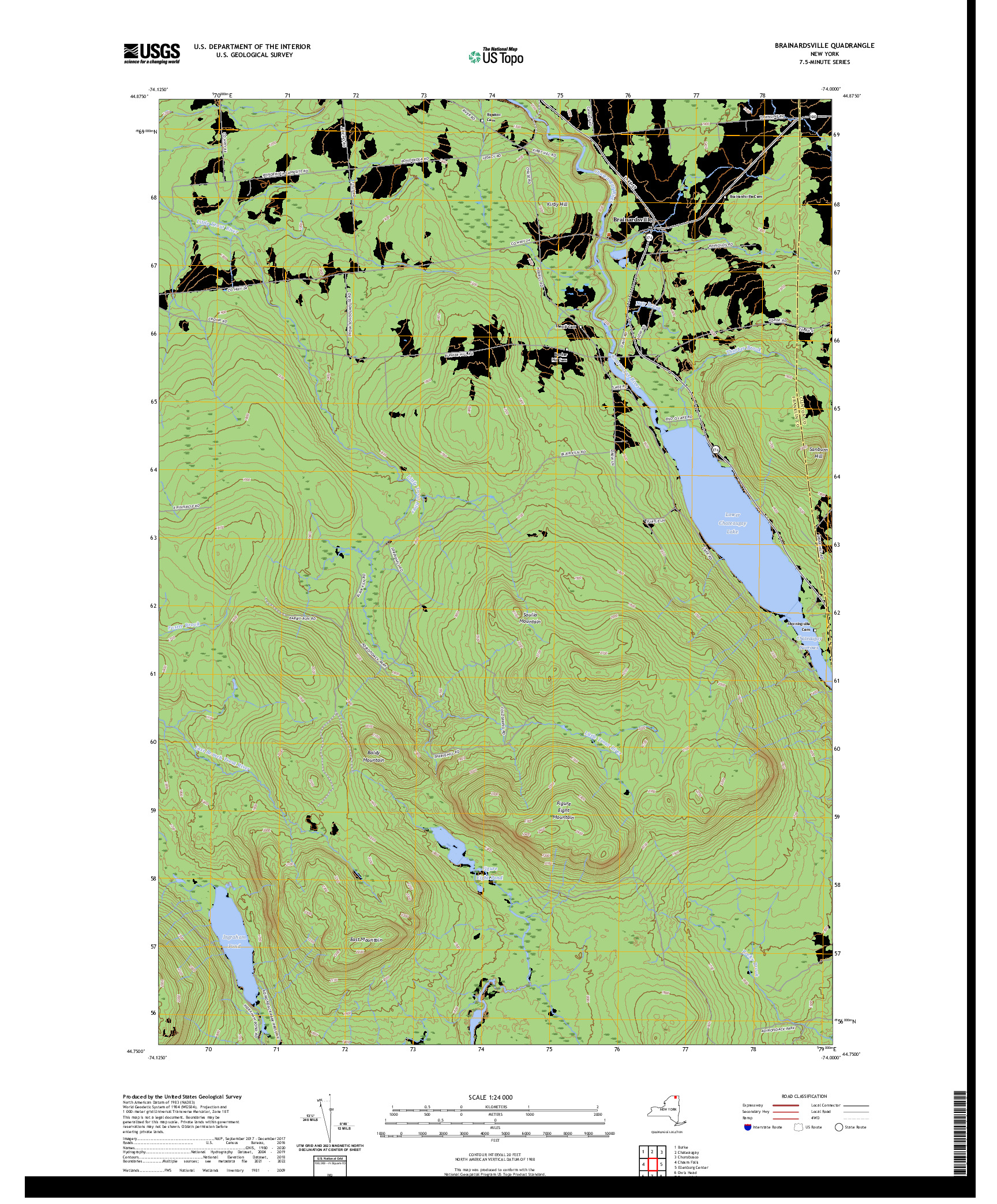 US TOPO 7.5-MINUTE MAP FOR BRAINARDSVILLE, NY