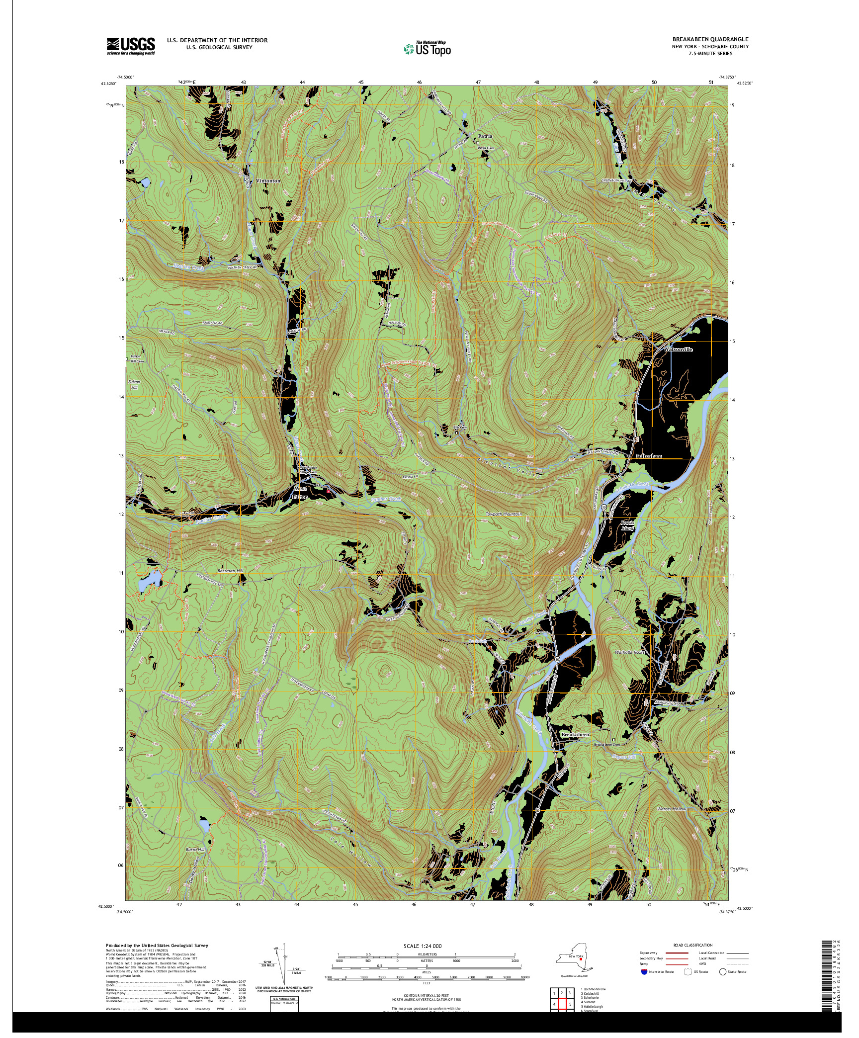 US TOPO 7.5-MINUTE MAP FOR BREAKABEEN, NY