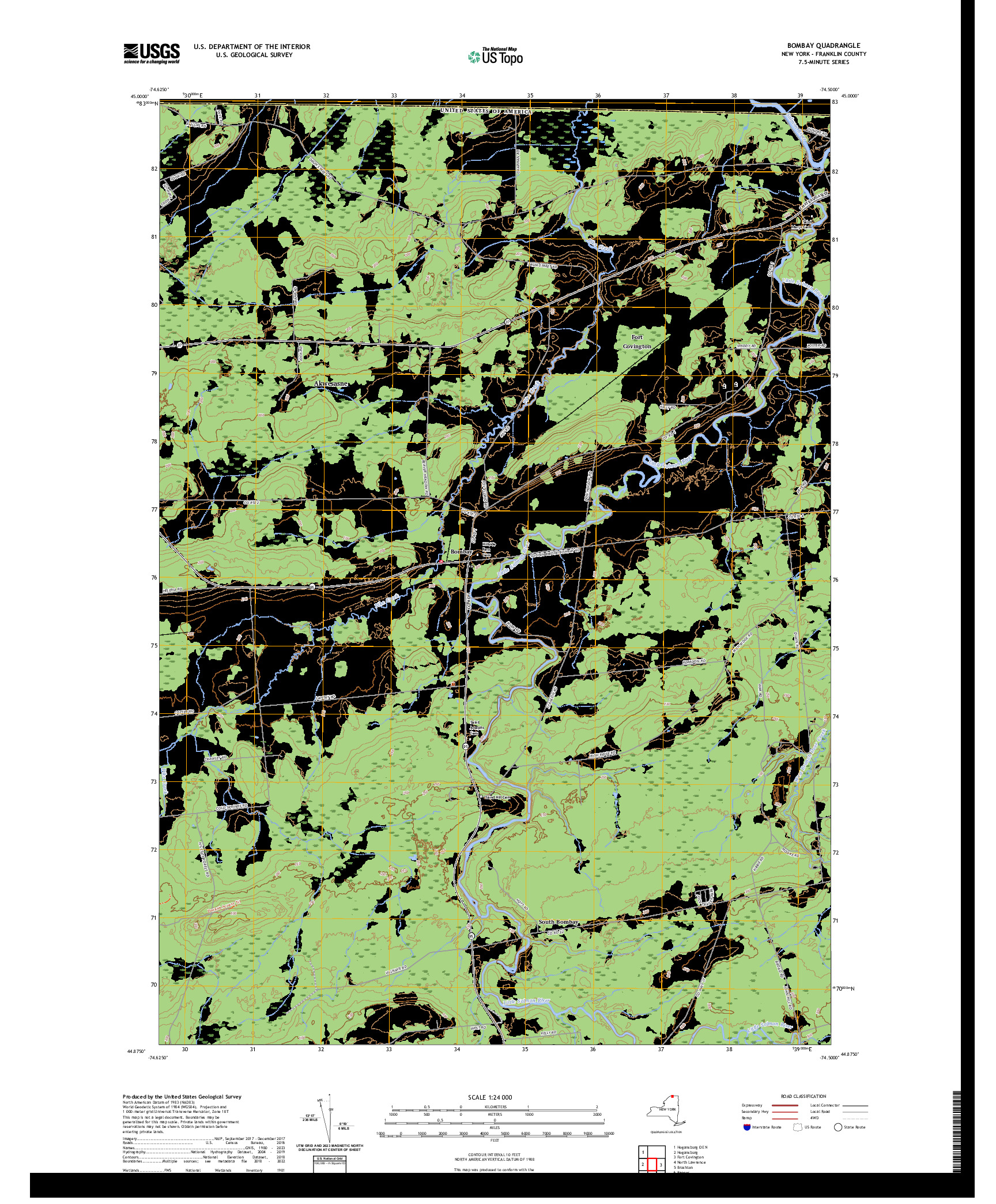 US TOPO 7.5-MINUTE MAP FOR BOMBAY, NY