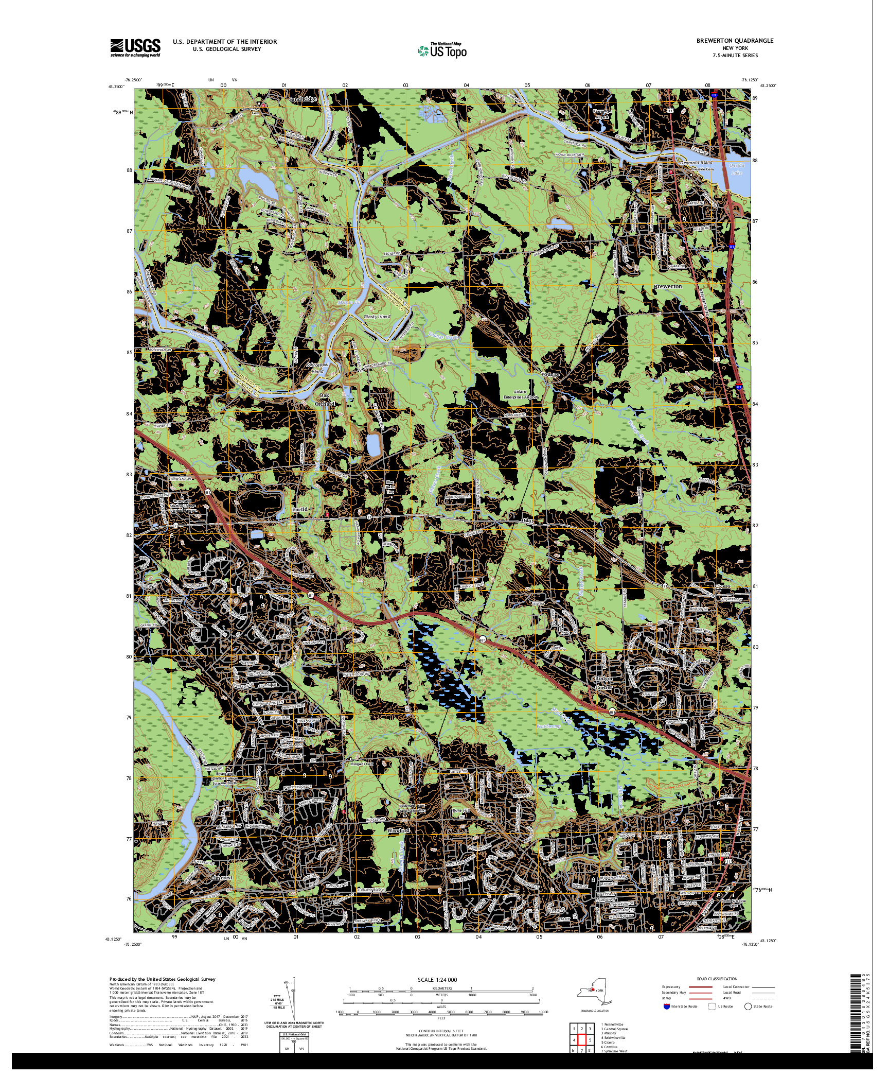 US TOPO 7.5-MINUTE MAP FOR BREWERTON, NY