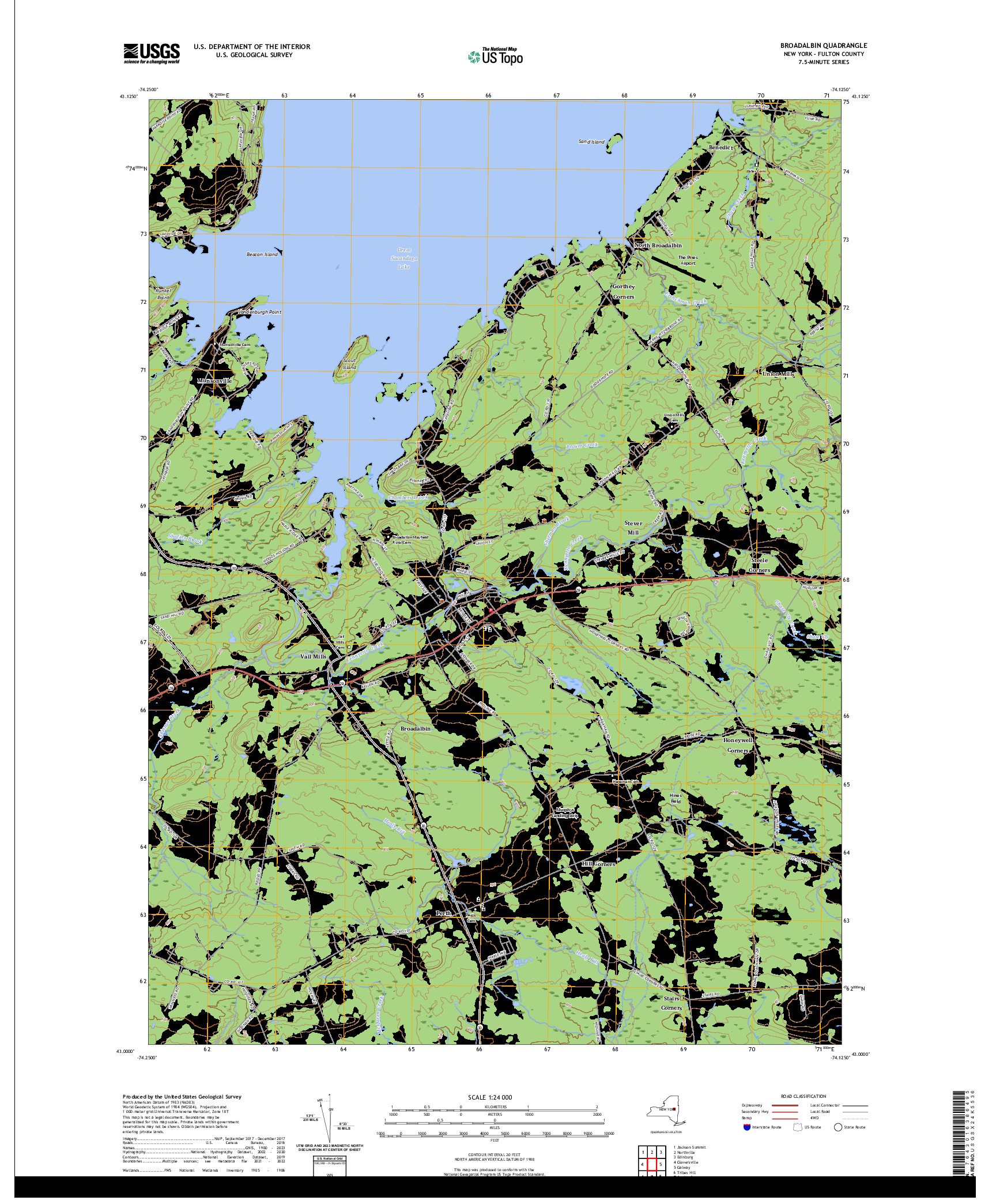 US TOPO 7.5-MINUTE MAP FOR BROADALBIN, NY