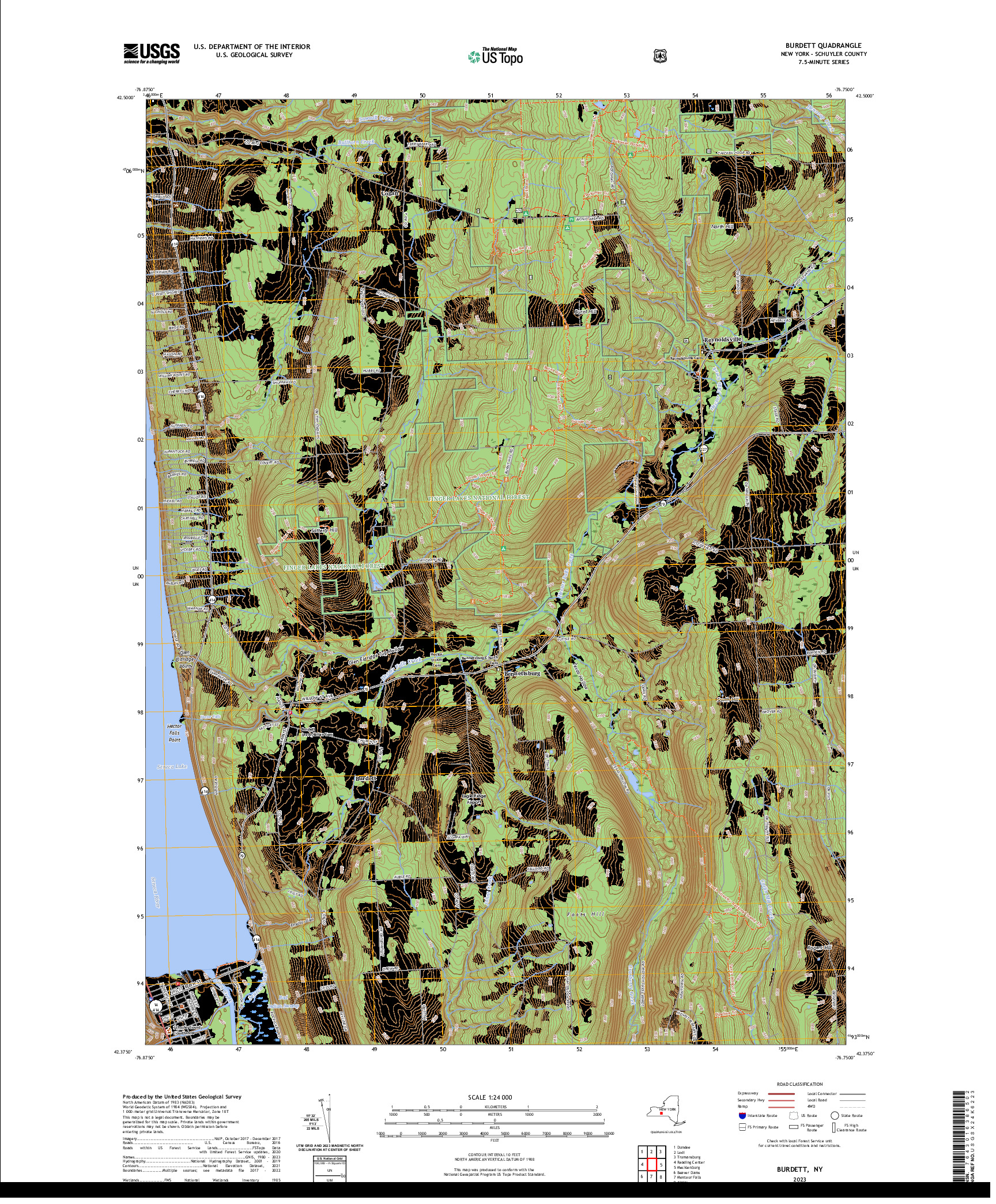 US TOPO 7.5-MINUTE MAP FOR BURDETT, NY