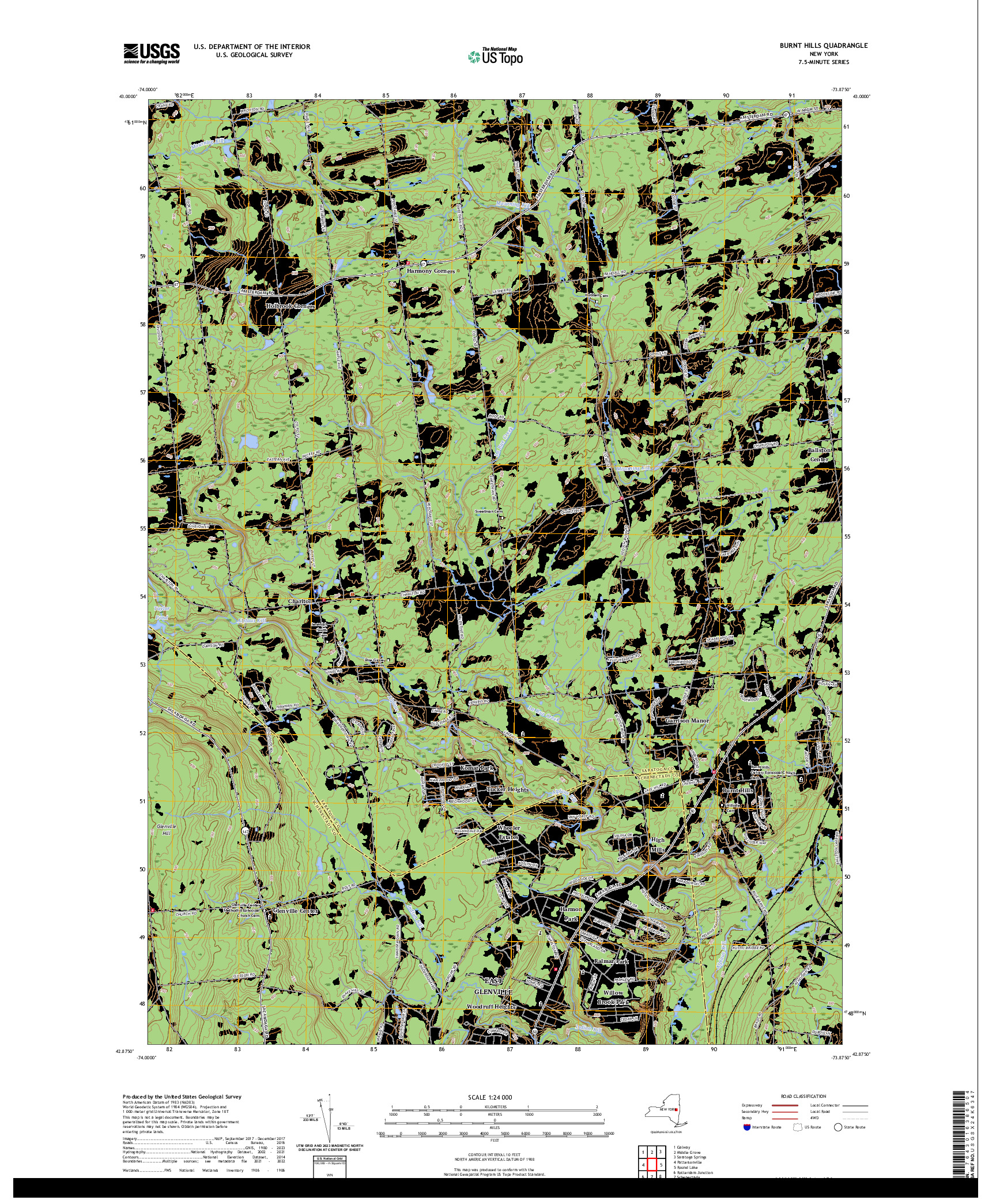 US TOPO 7.5-MINUTE MAP FOR BURNT HILLS, NY