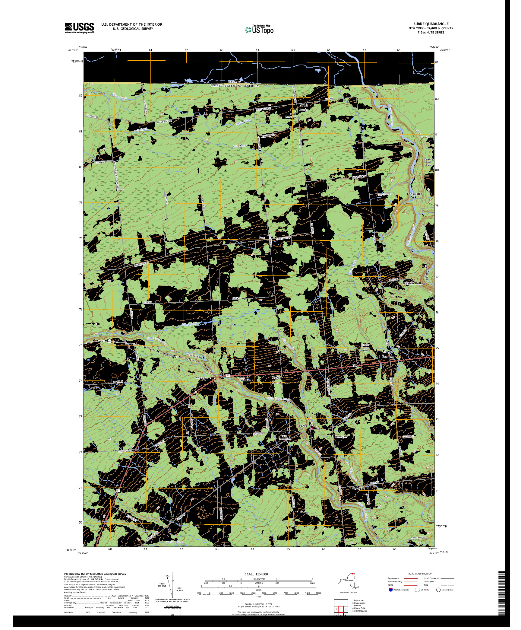 US TOPO 7.5-MINUTE MAP FOR BURKE, NY,QC