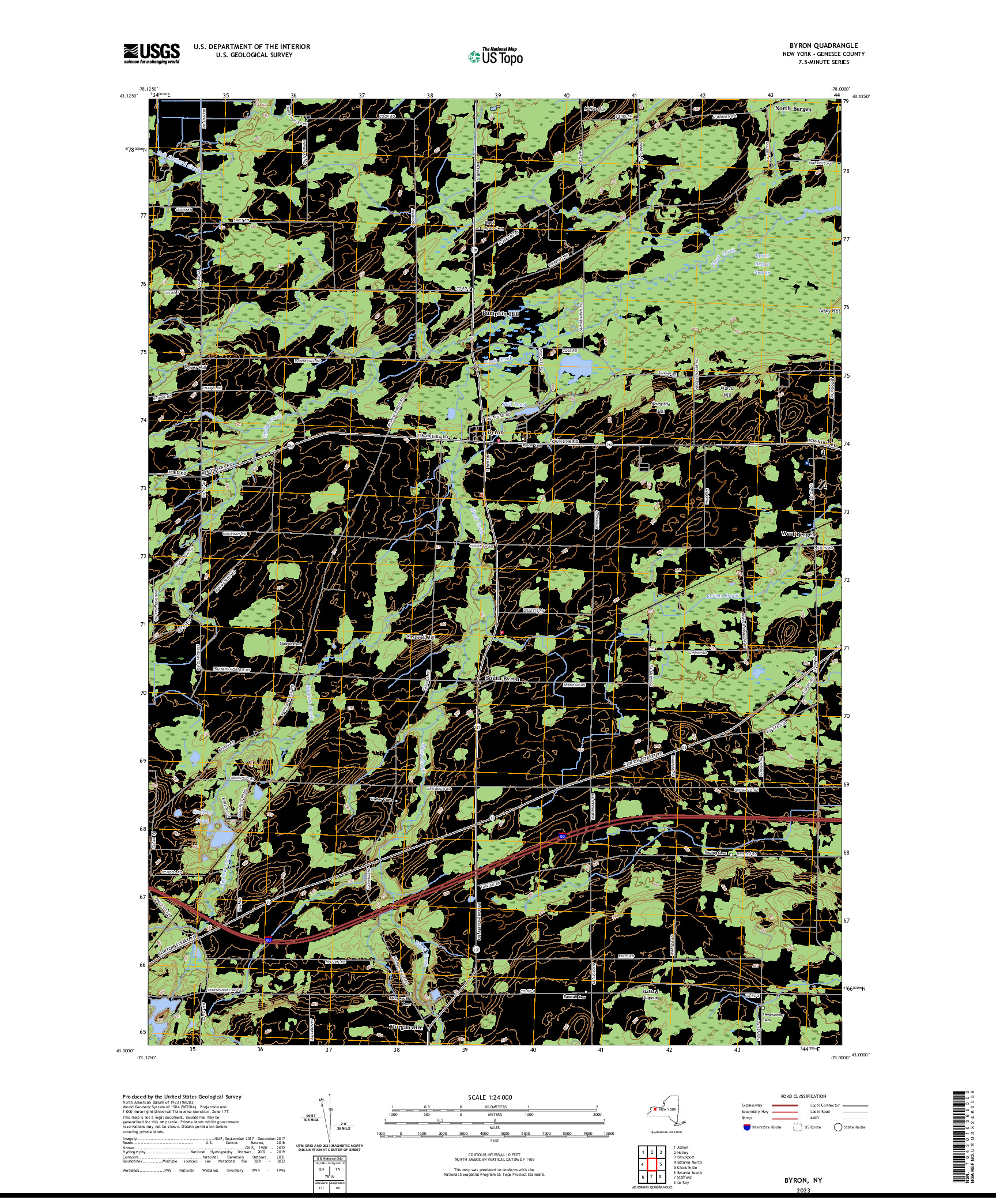 US TOPO 7.5-MINUTE MAP FOR BYRON, NY