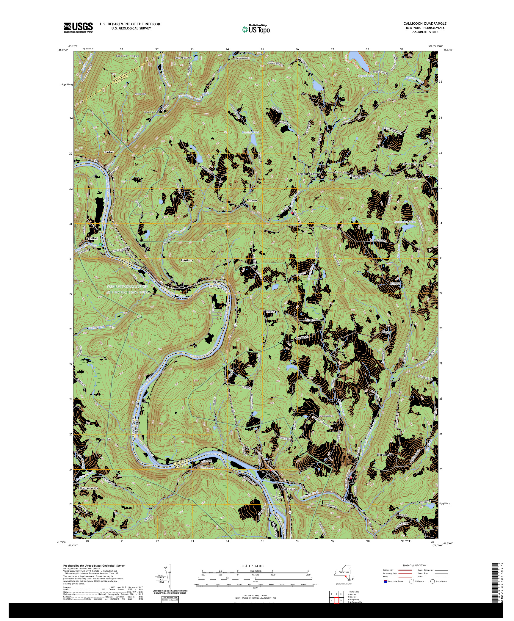 US TOPO 7.5-MINUTE MAP FOR CALLICOON, NY,PA