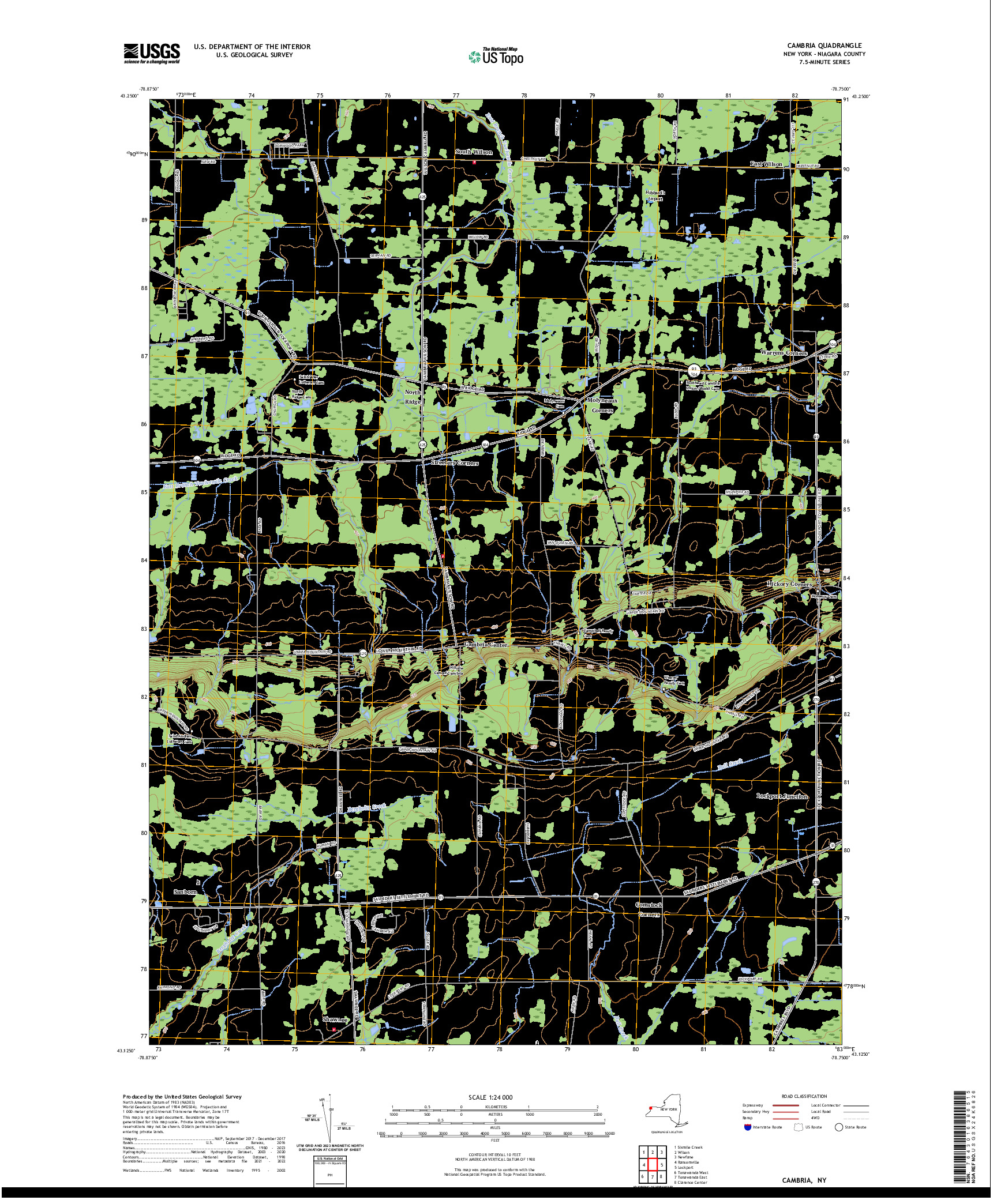 US TOPO 7.5-MINUTE MAP FOR CAMBRIA, NY