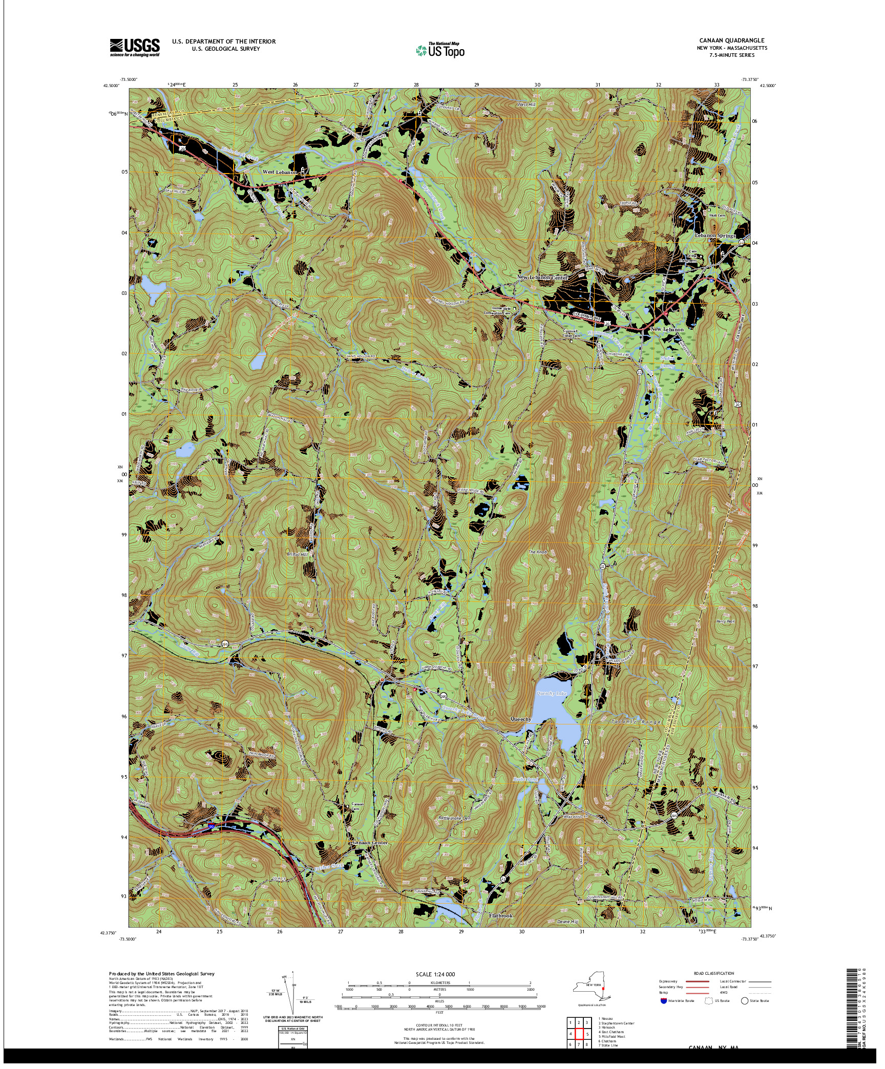 US TOPO 7.5-MINUTE MAP FOR CANAAN, NY,MA