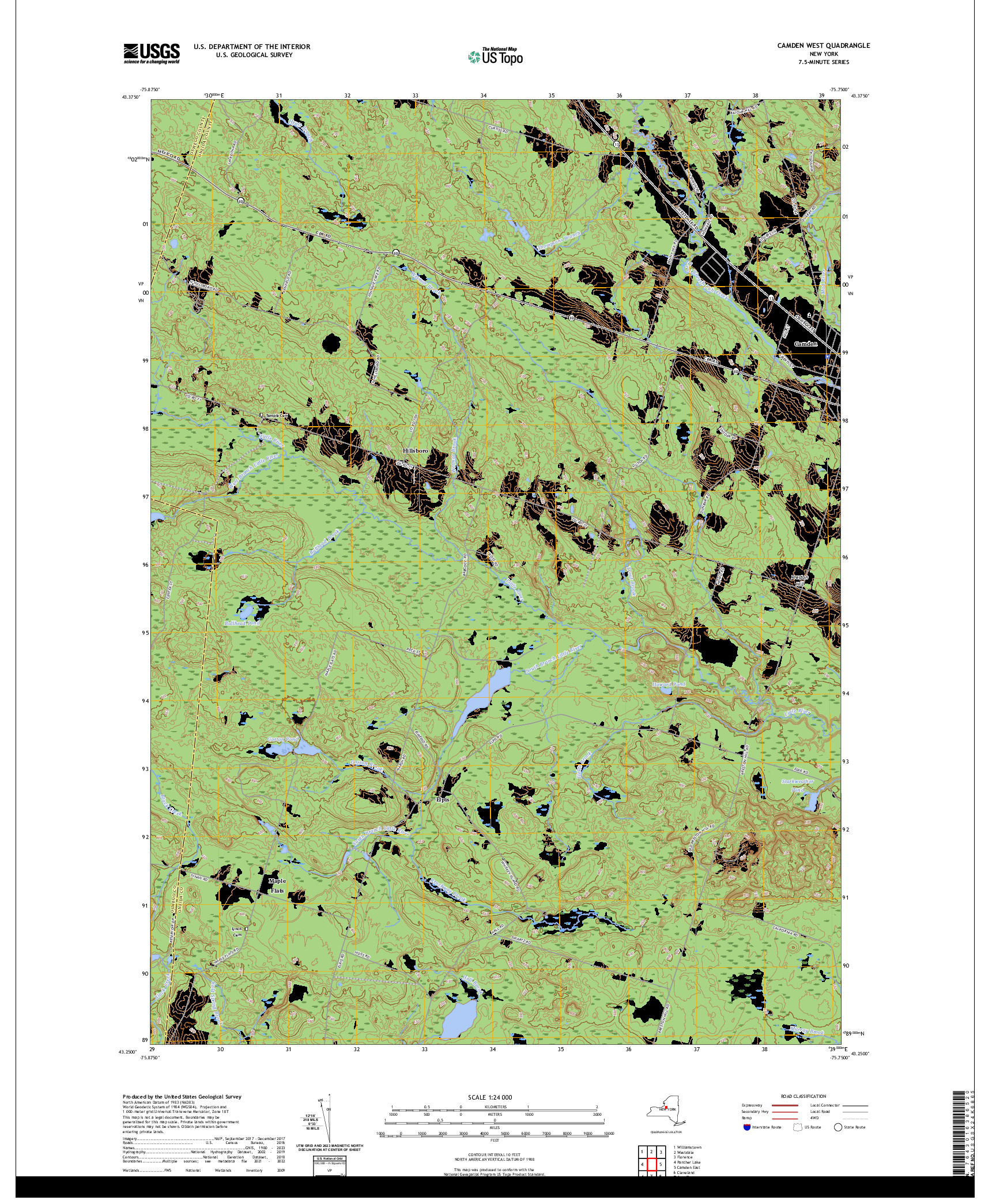 US TOPO 7.5-MINUTE MAP FOR CAMDEN WEST, NY