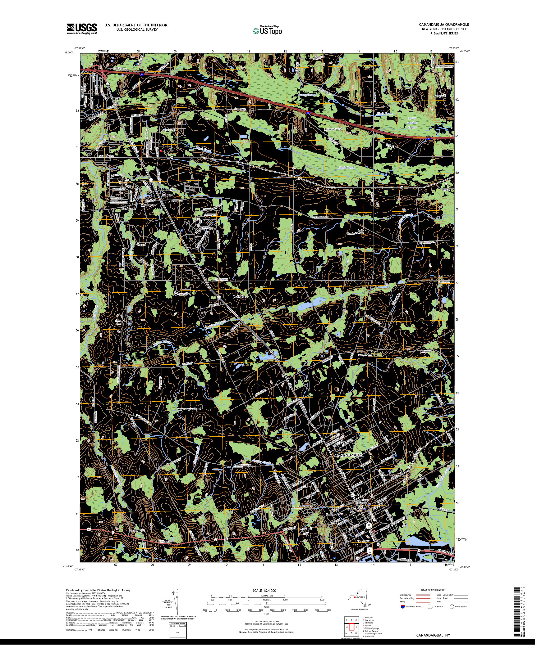 US TOPO 7.5-MINUTE MAP FOR CANANDAIGUA, NY