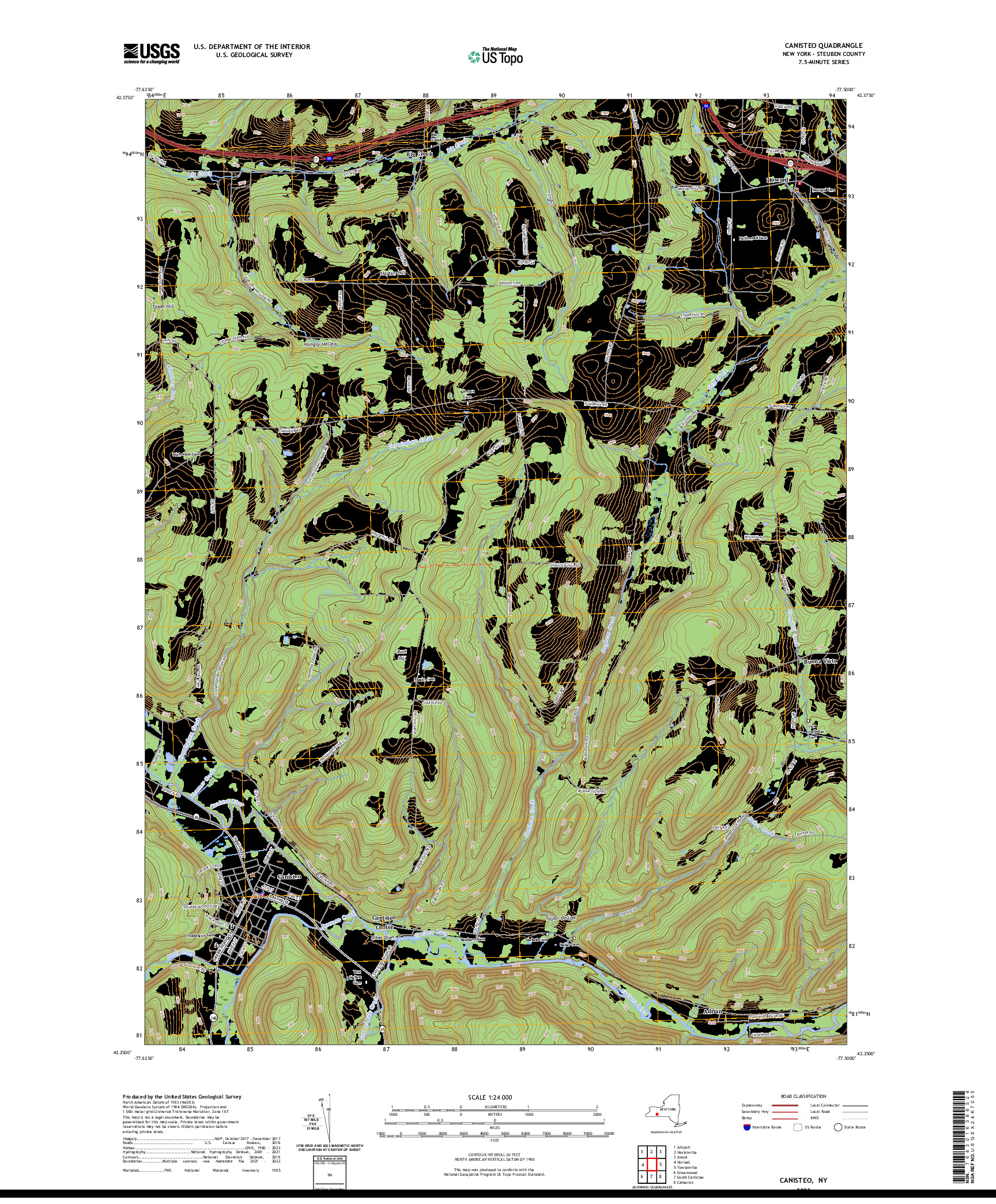 US TOPO 7.5-MINUTE MAP FOR CANISTEO, NY