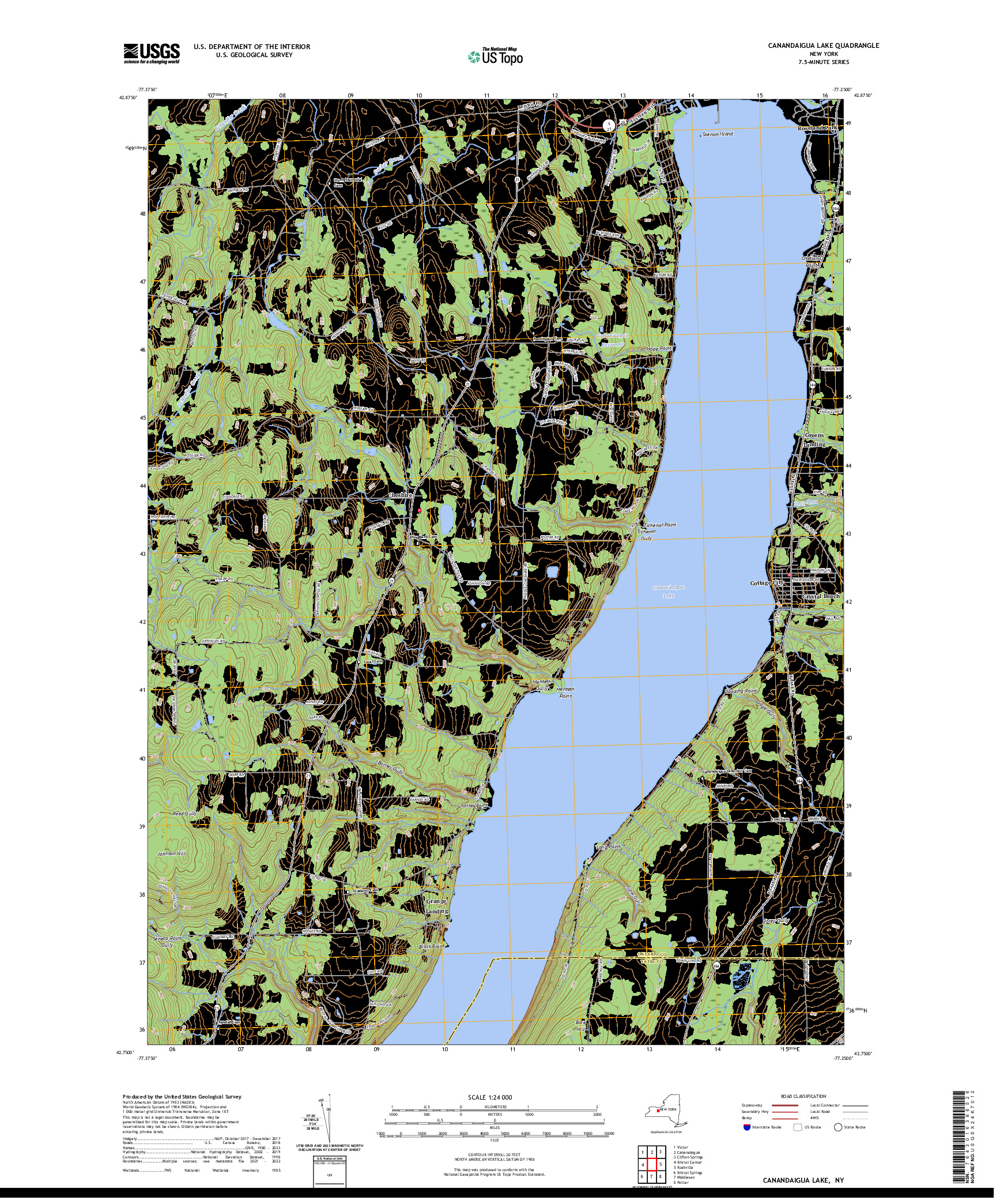 US TOPO 7.5-MINUTE MAP FOR CANANDAIGUA LAKE, NY