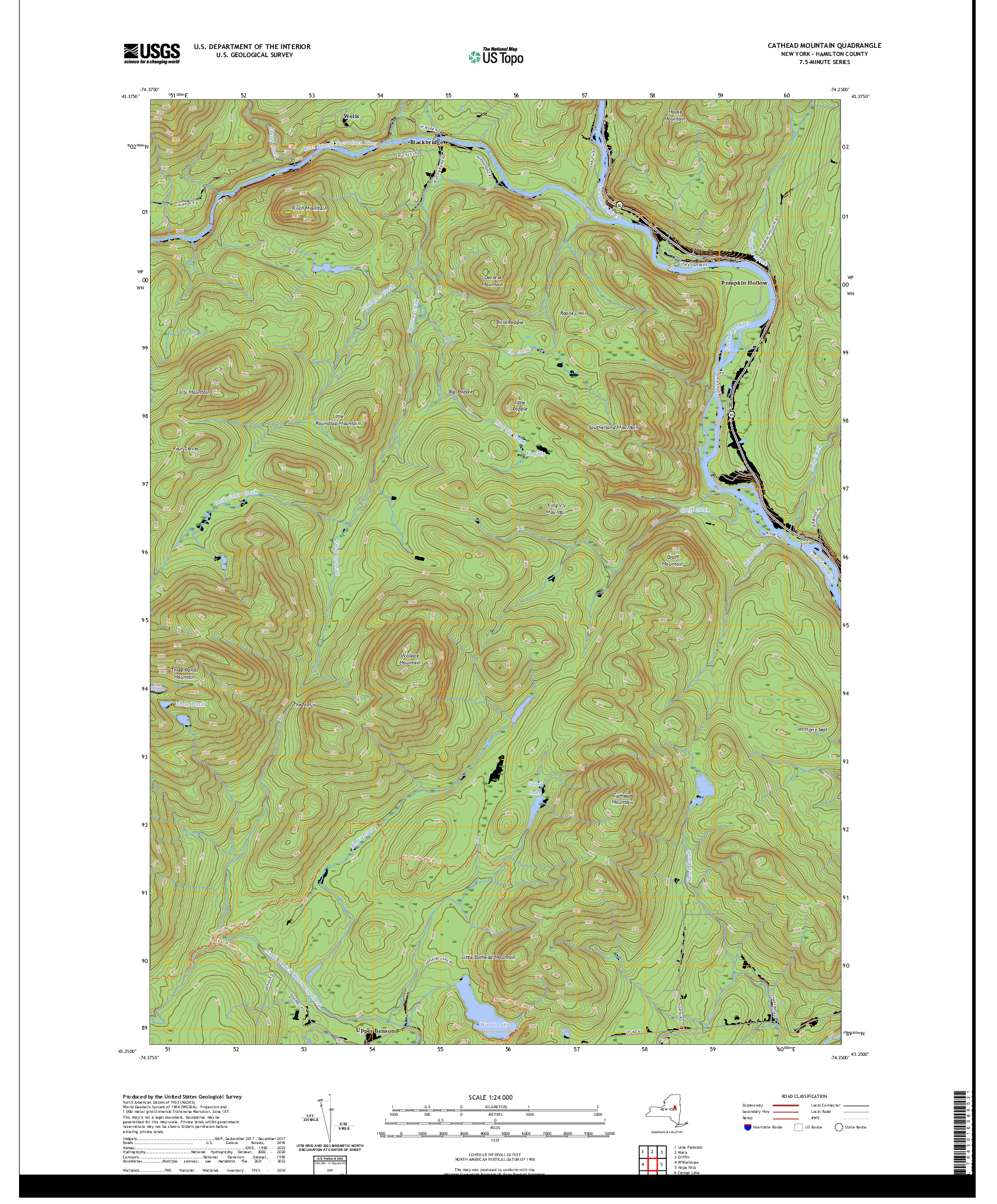 US TOPO 7.5-MINUTE MAP FOR CATHEAD MOUNTAIN, NY