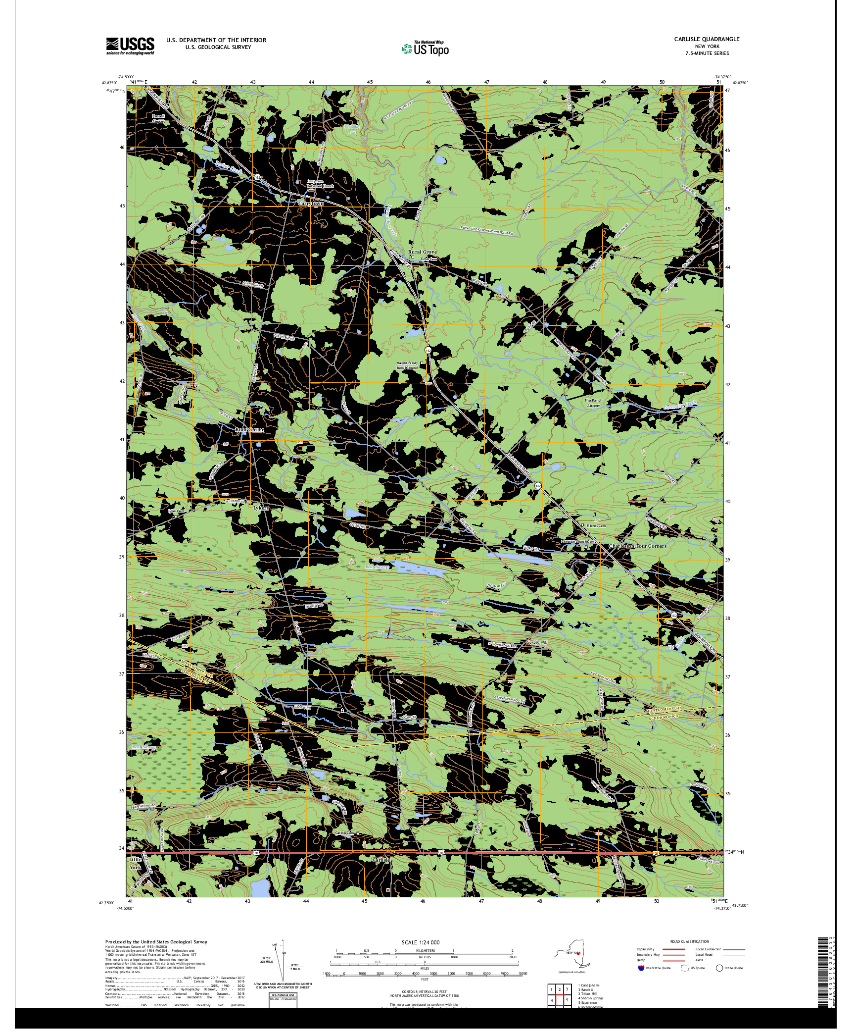 US TOPO 7.5-MINUTE MAP FOR CARLISLE, NY