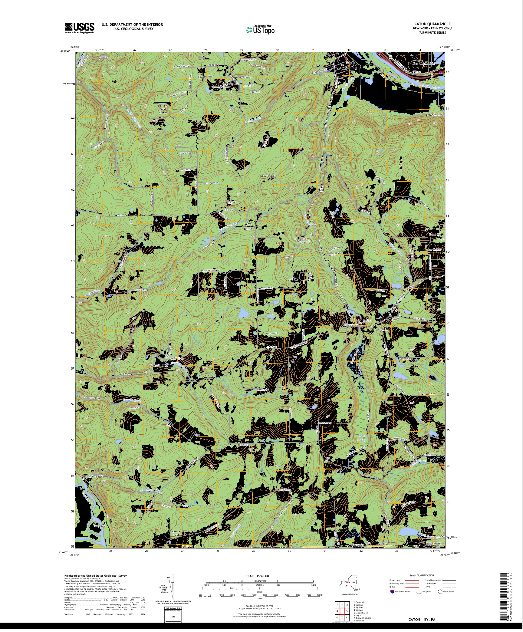 US TOPO 7.5-MINUTE MAP FOR CATON, NY,PA