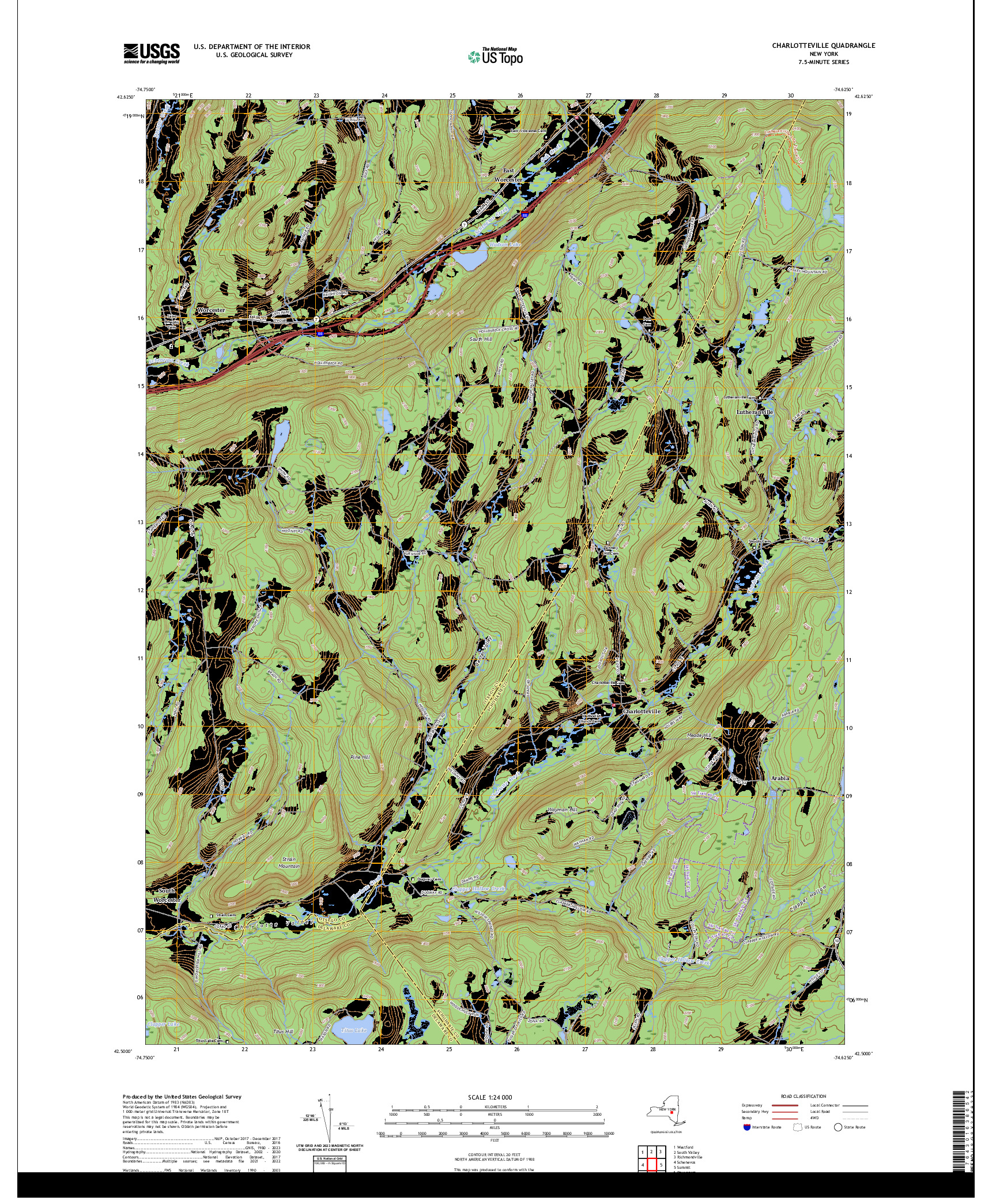 US TOPO 7.5-MINUTE MAP FOR CHARLOTTEVILLE, NY