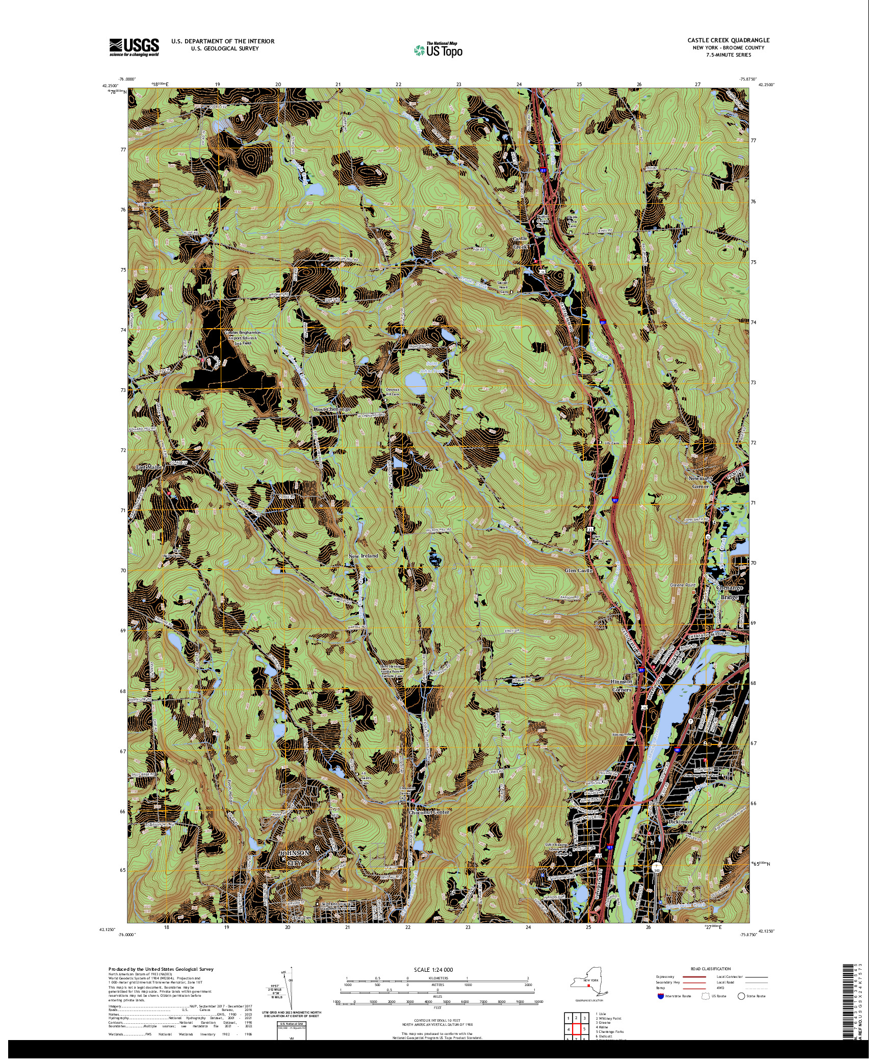 US TOPO 7.5-MINUTE MAP FOR CASTLE CREEK, NY