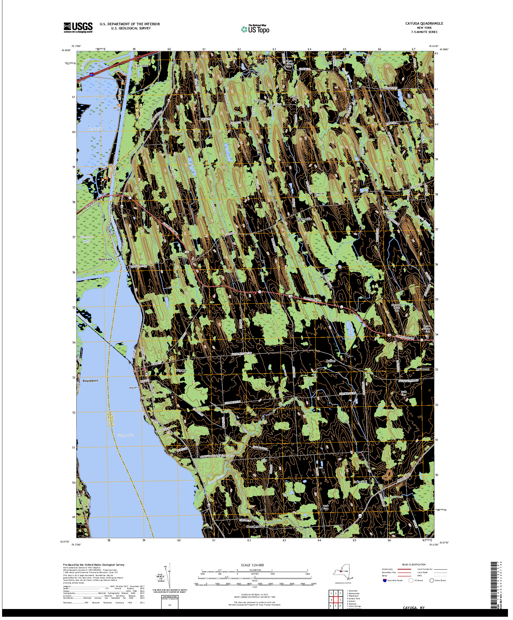 US TOPO 7.5-MINUTE MAP FOR CAYUGA, NY