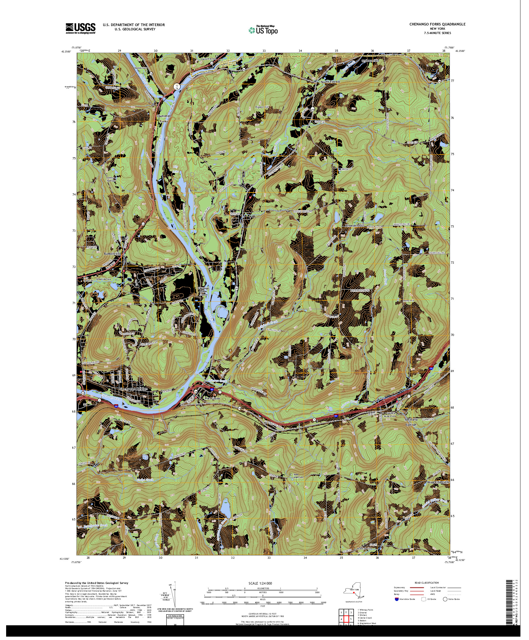 US TOPO 7.5-MINUTE MAP FOR CHENANGO FORKS, NY