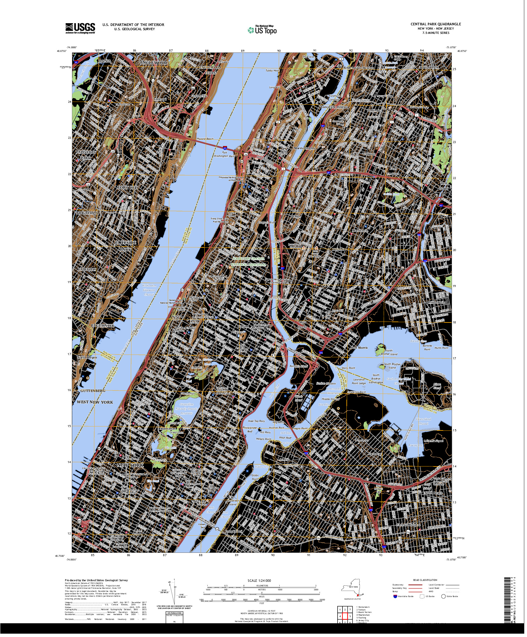 US TOPO 7.5-MINUTE MAP FOR CENTRAL PARK, NY,NJ